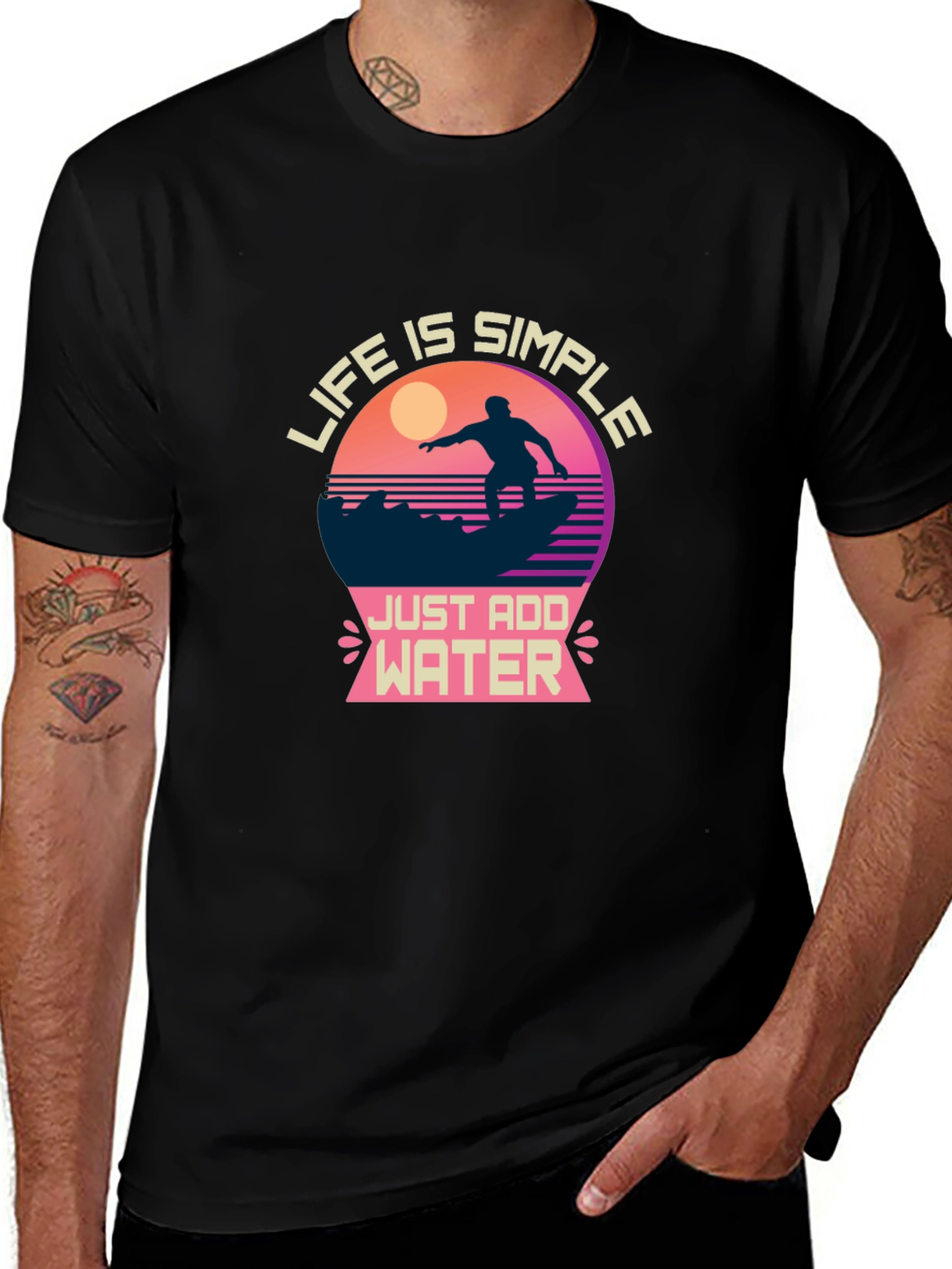 Life is Simple Graphic T-Shirt - Surfing Design