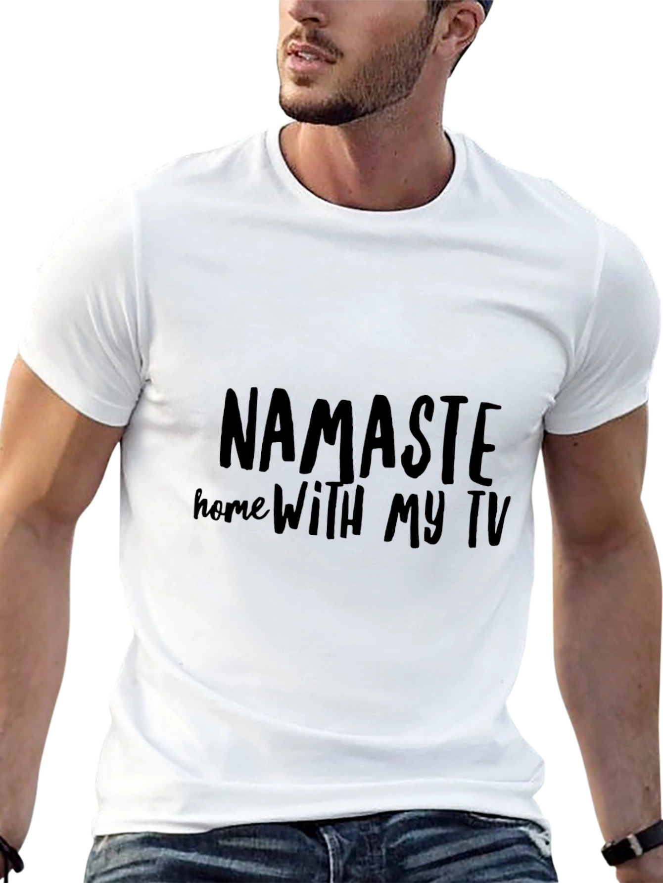 Namaste Home With My TV Black Graphic Tee