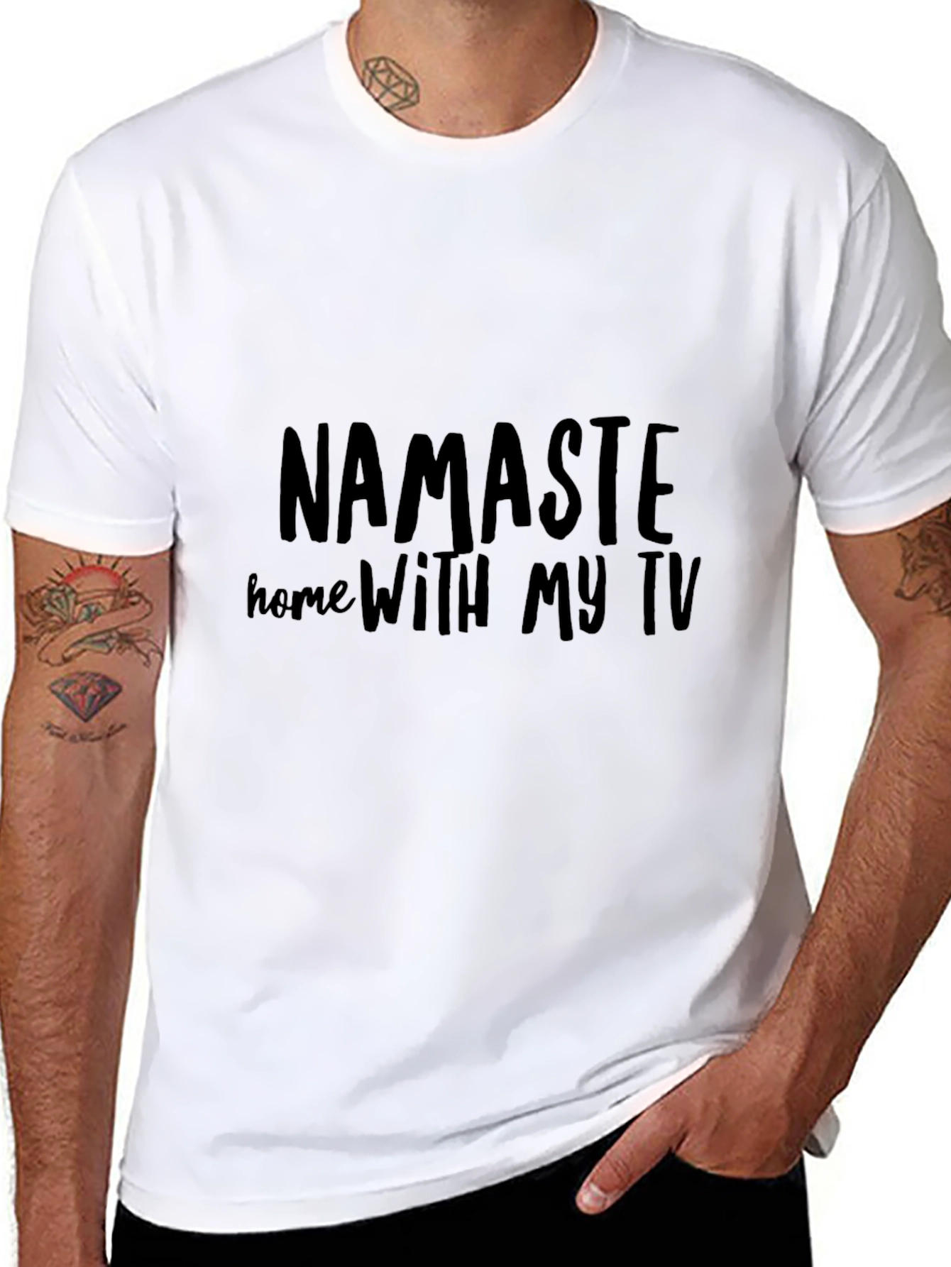 Namaste Home With My TV Black Graphic Tee