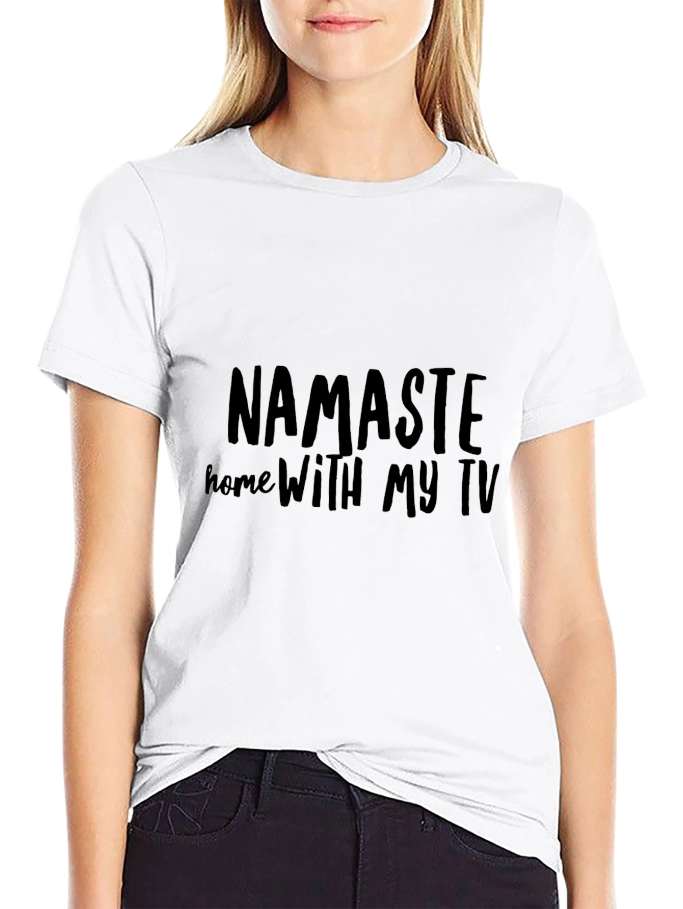 Namaste Home With My TV Black Graphic Tee