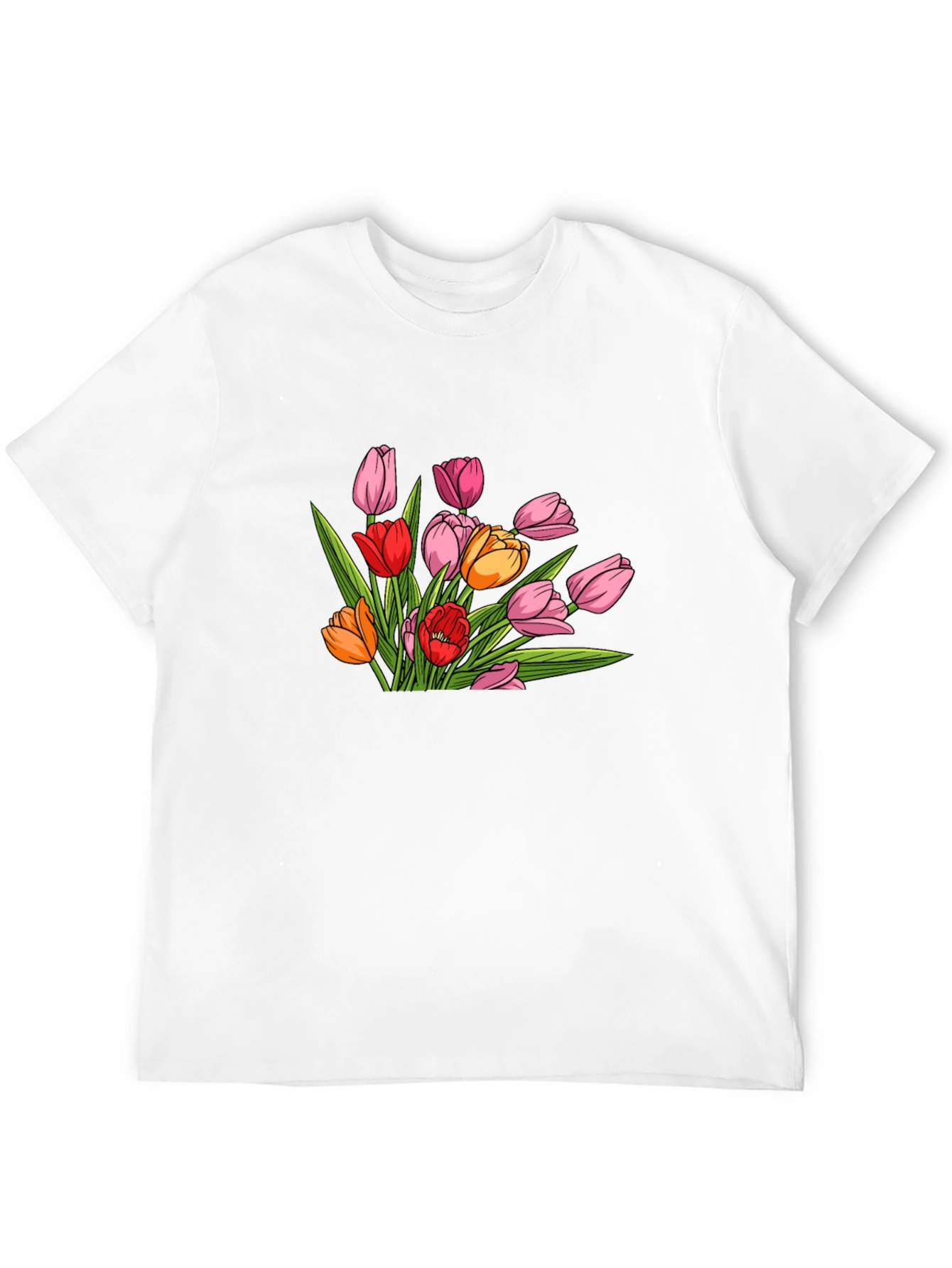 Floral Tulip Graphic Print Black T-Shirt