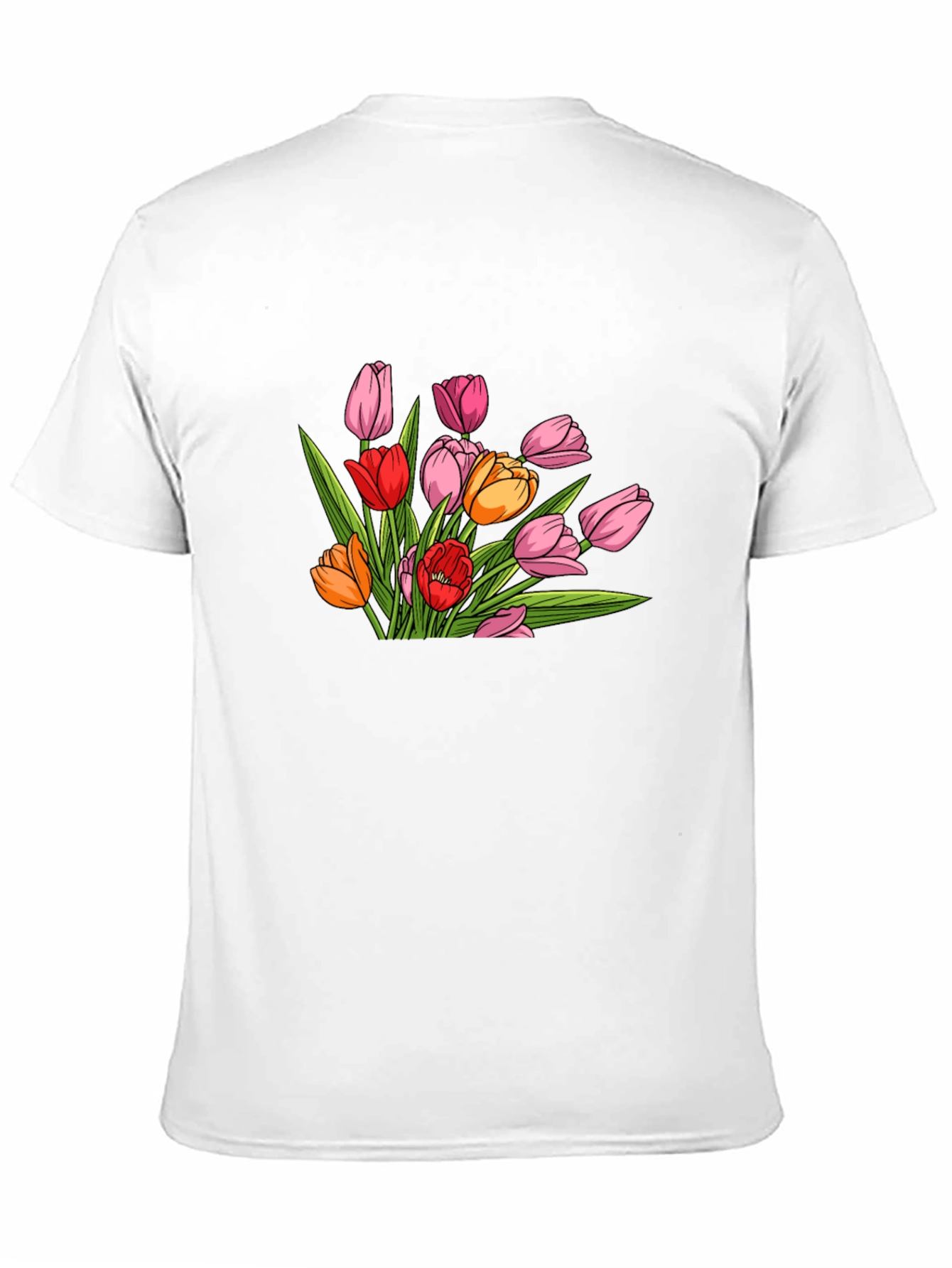 Floral Tulip Graphic Print Black T-Shirt