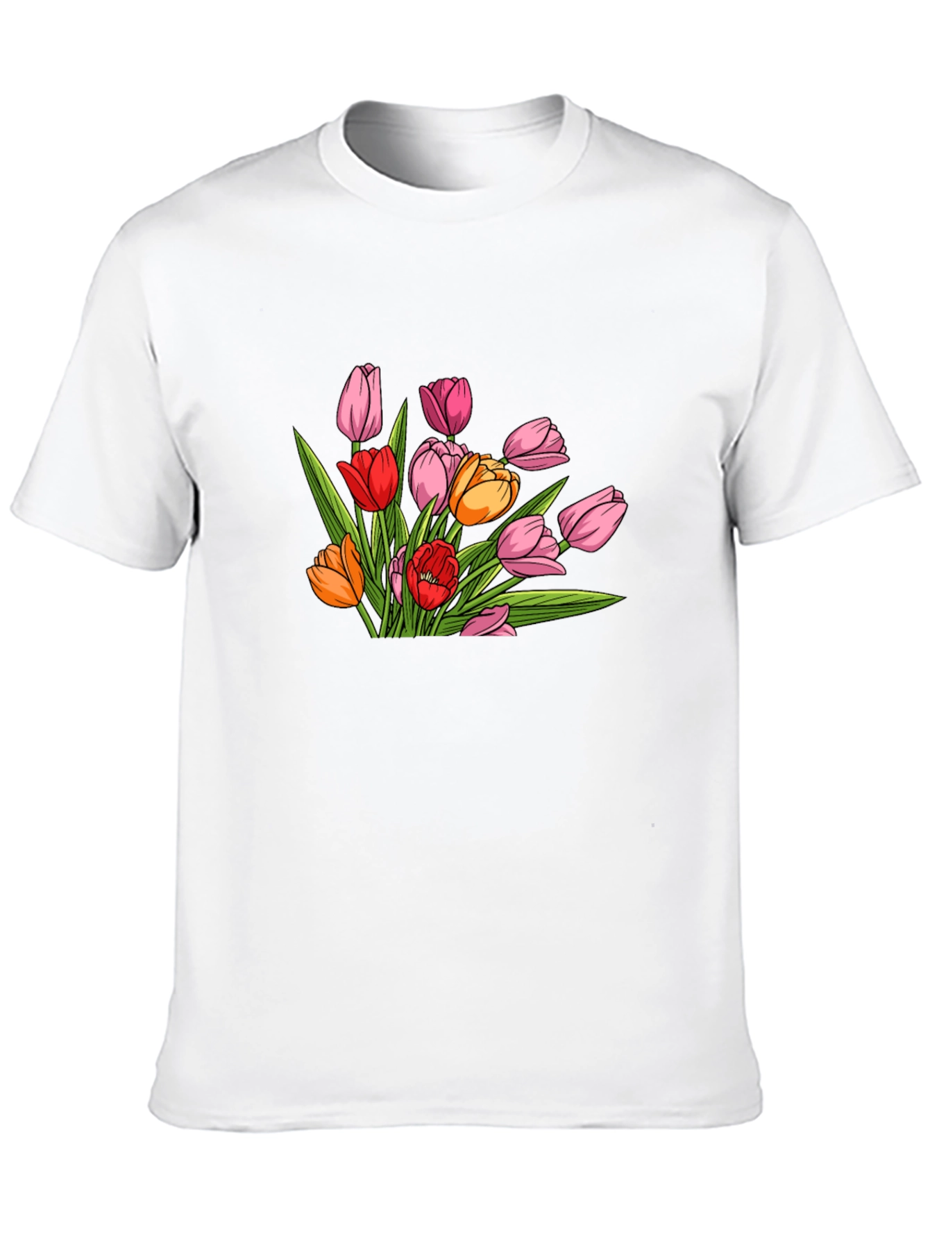 Floral Tulip Graphic Print Black T-Shirt