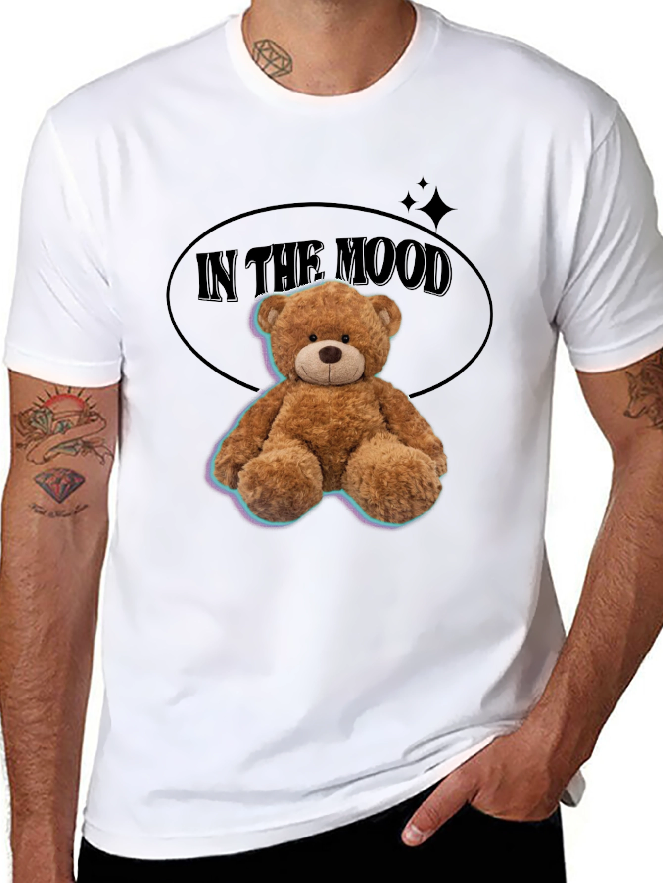 In The Mood Teddy Bear Black T-Shirt