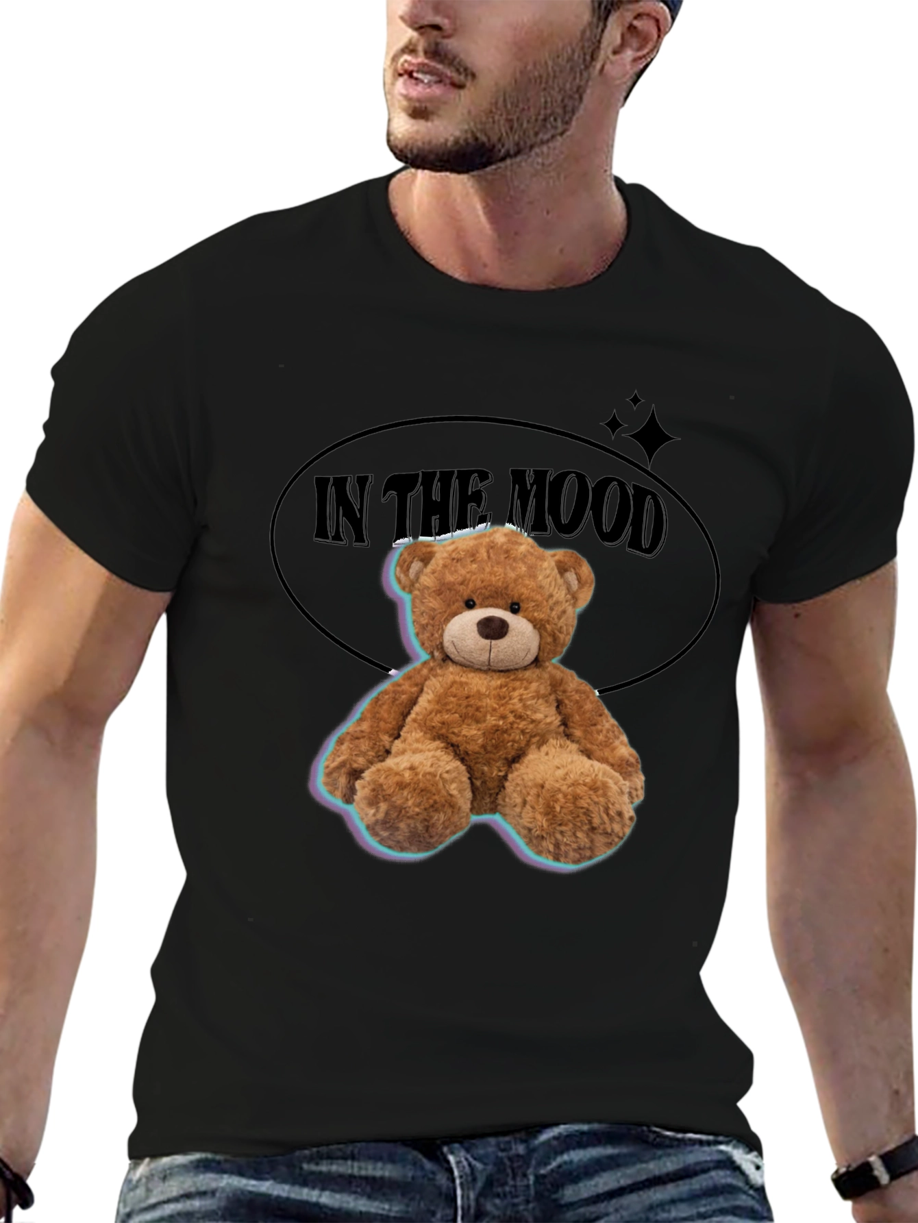 In The Mood Teddy Bear Black T-Shirt