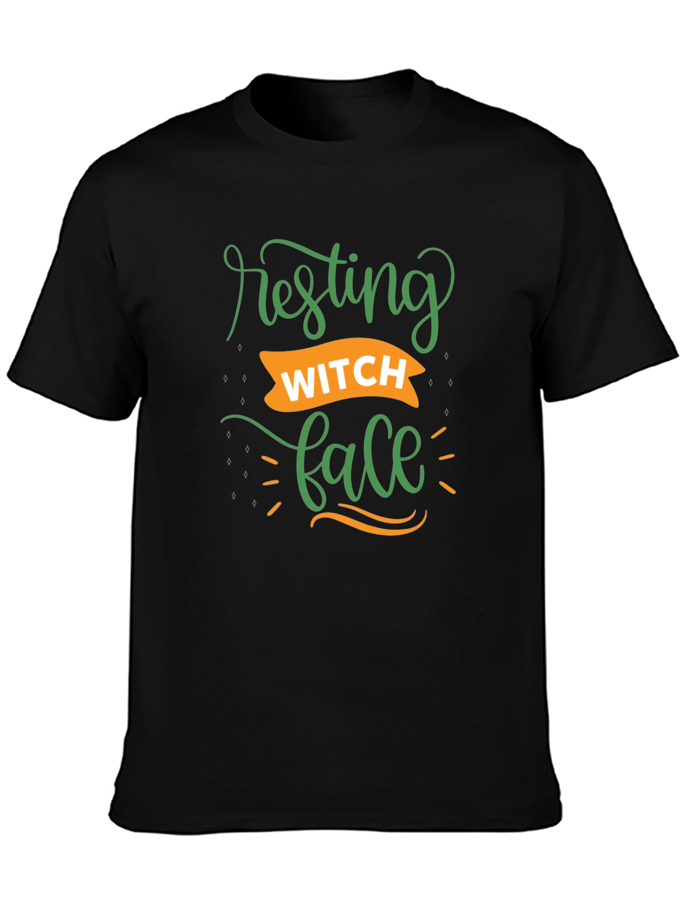 Resting Witch Face Graphic T-Shirt - Black