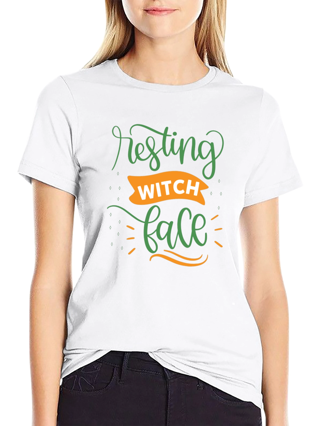 Resting Witch Face Graphic T-Shirt - Black