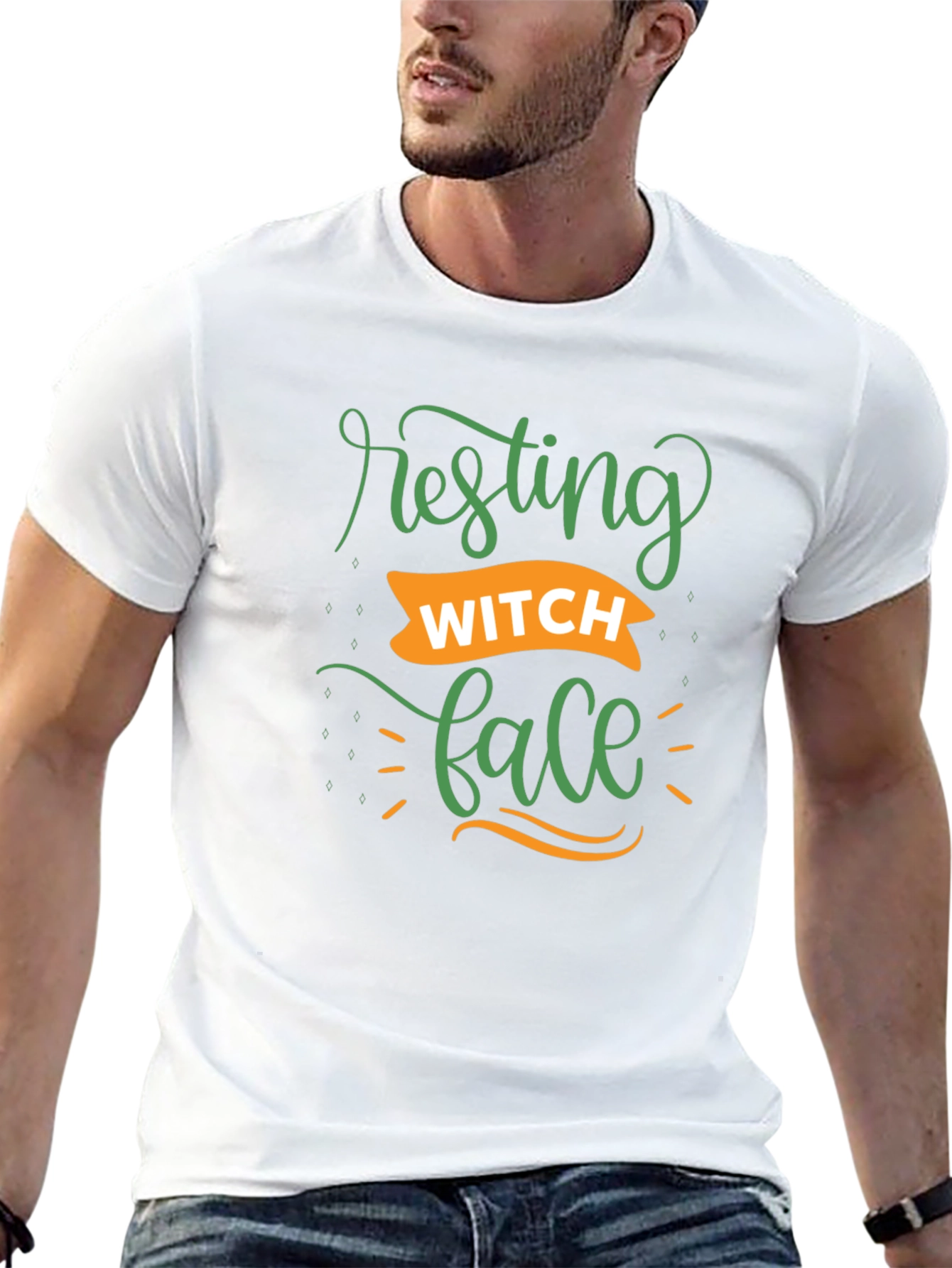 Resting Witch Face Graphic T-Shirt - Black