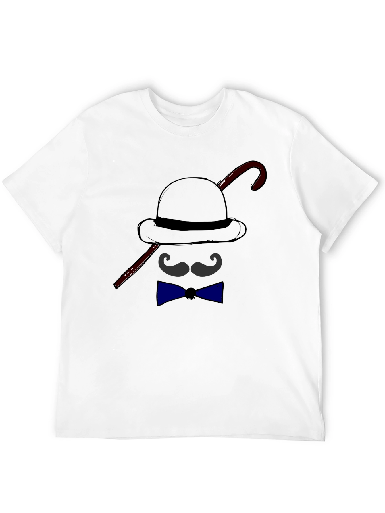 Mens Funny Bowler Hat & Bow Tie Graphic T-Shirt