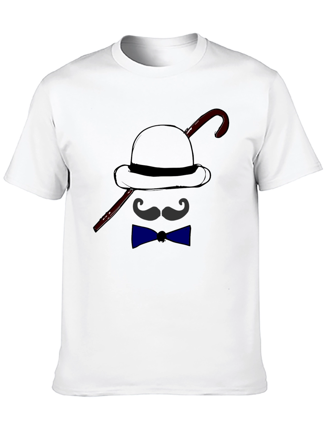 Mens Funny Bowler Hat & Bow Tie Graphic T-Shirt
