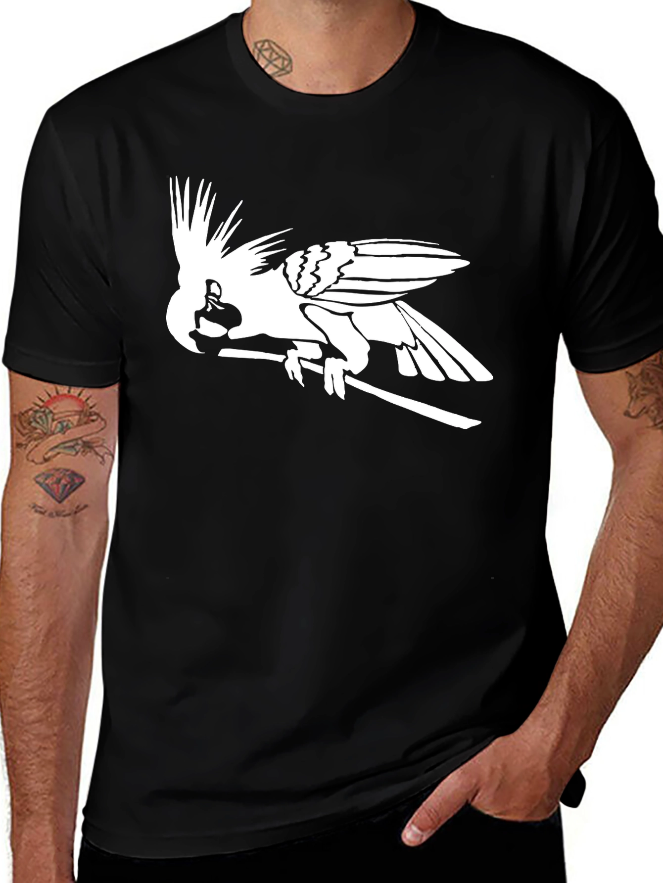 Cockatoo Graphic Tee - Black Cotton Blend