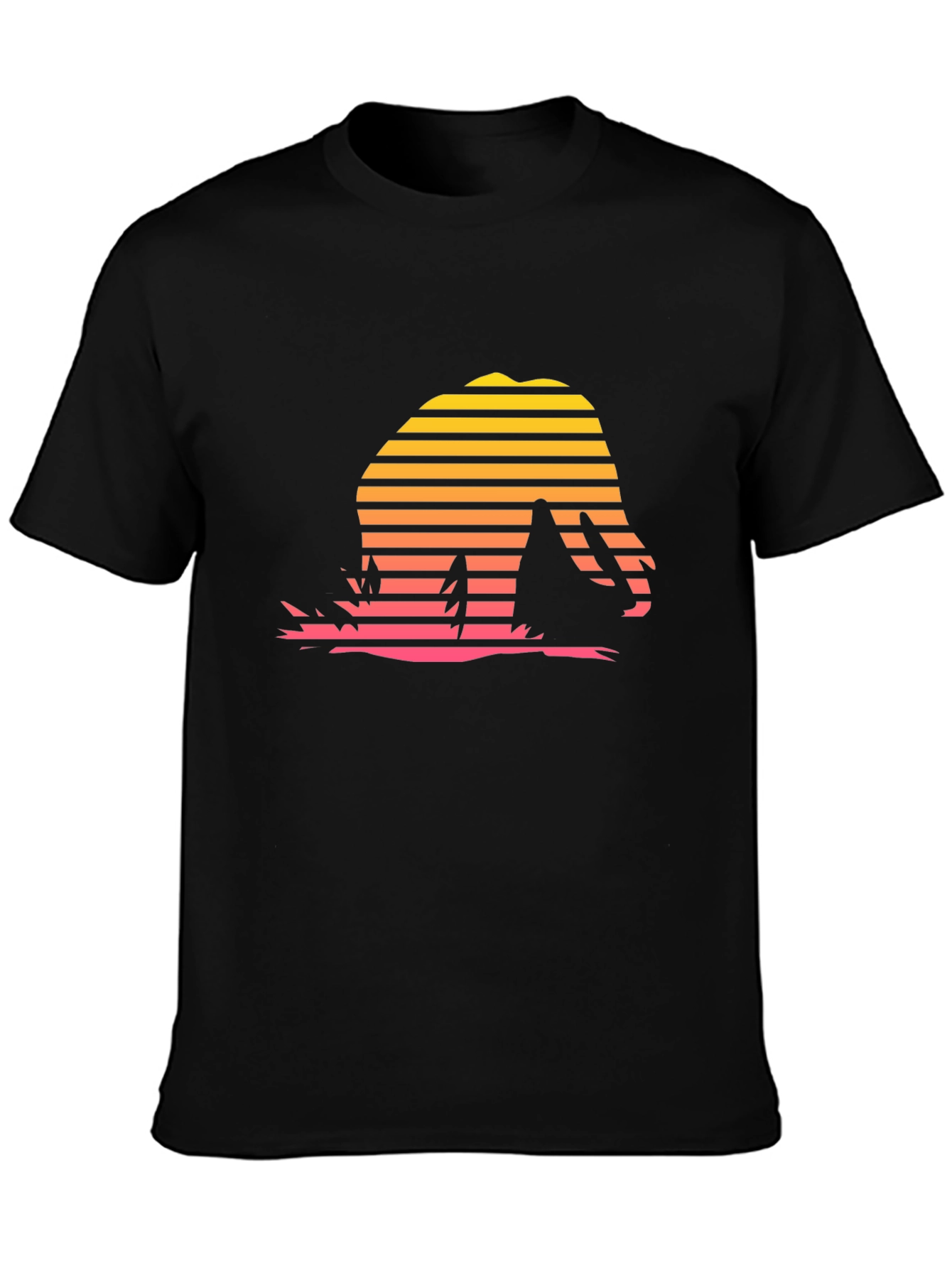 Retro Sunset Dinosaur T-Shirt - Black
