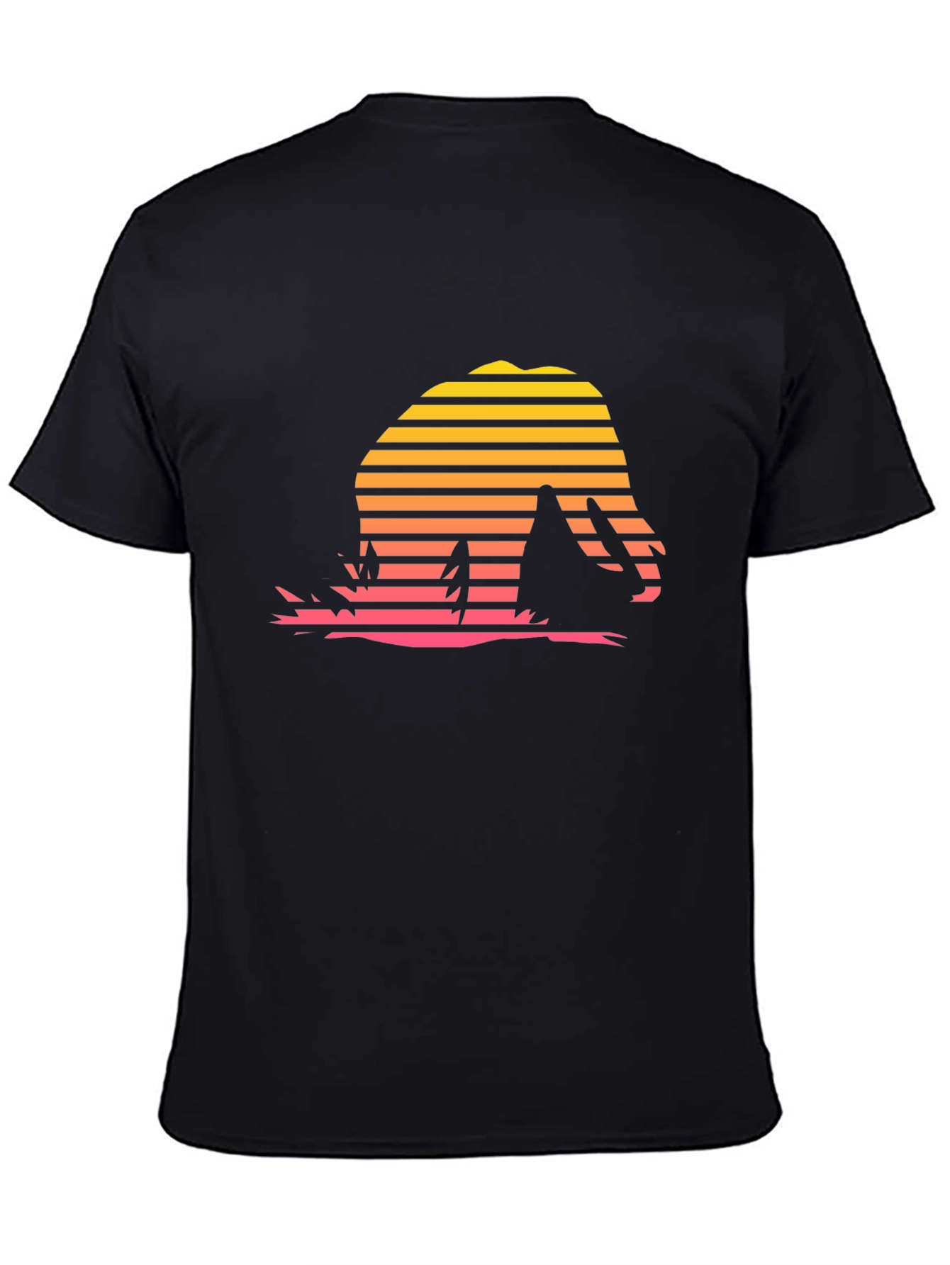 Retro Sunset Dinosaur T-Shirt - Black