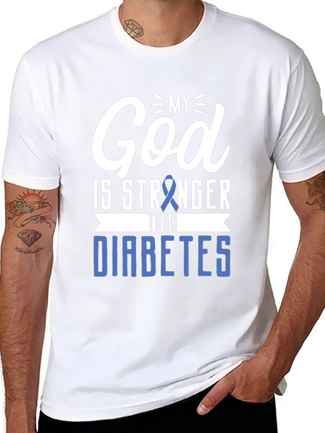 My God Is Stronger Than Diabetes Awareness T-Shirt