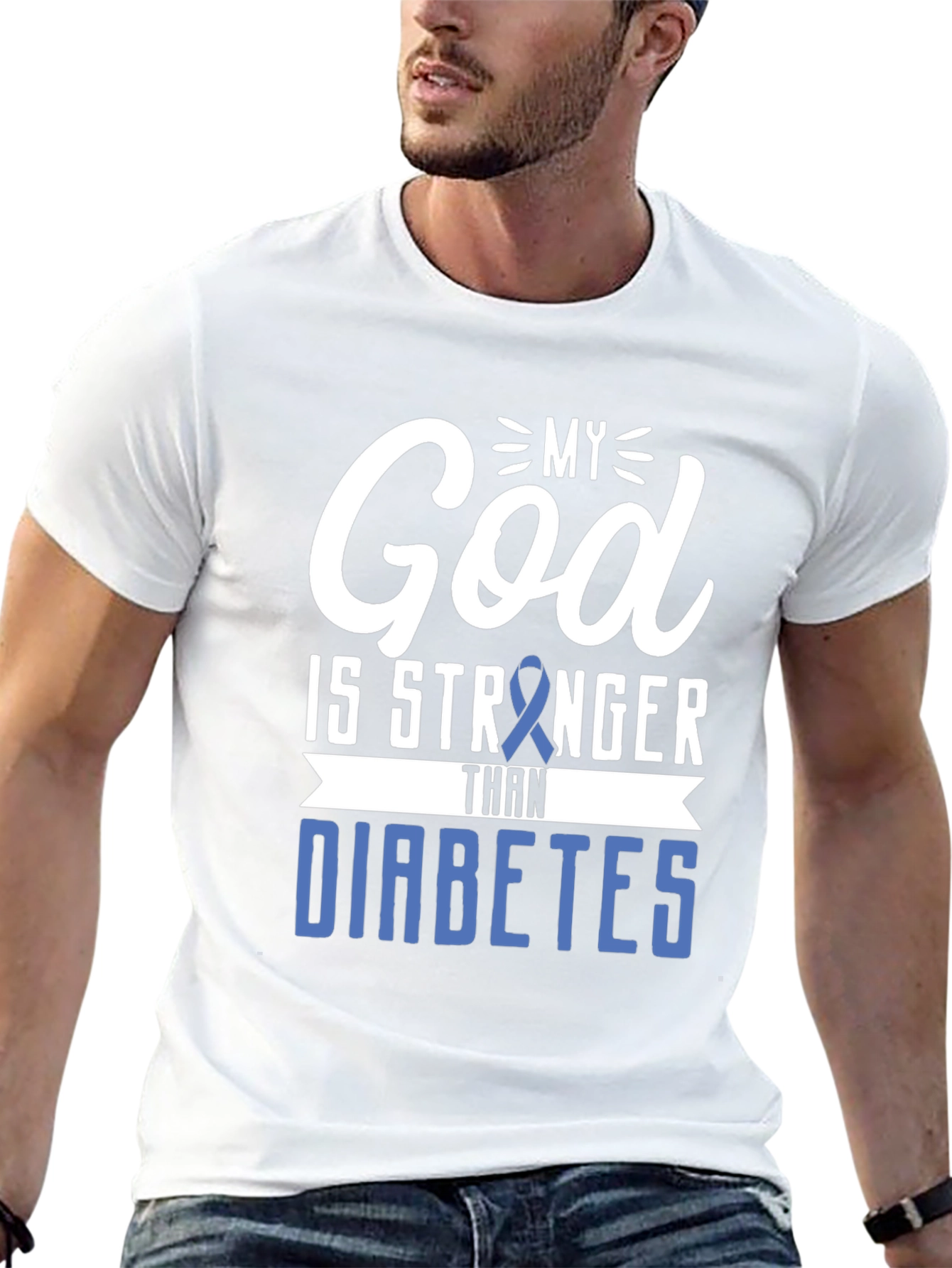 My God Is Stronger Than Diabetes Awareness T-Shirt