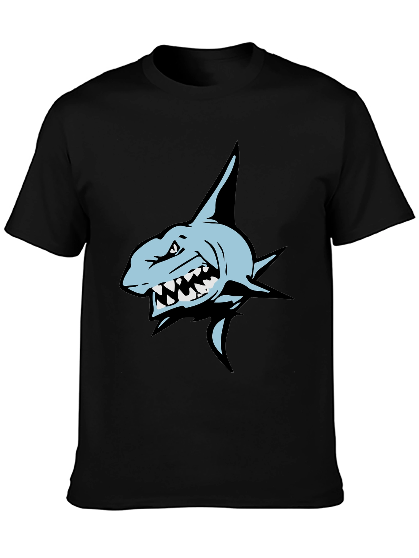 Mens Black T-Shirt with Shark Graphic
