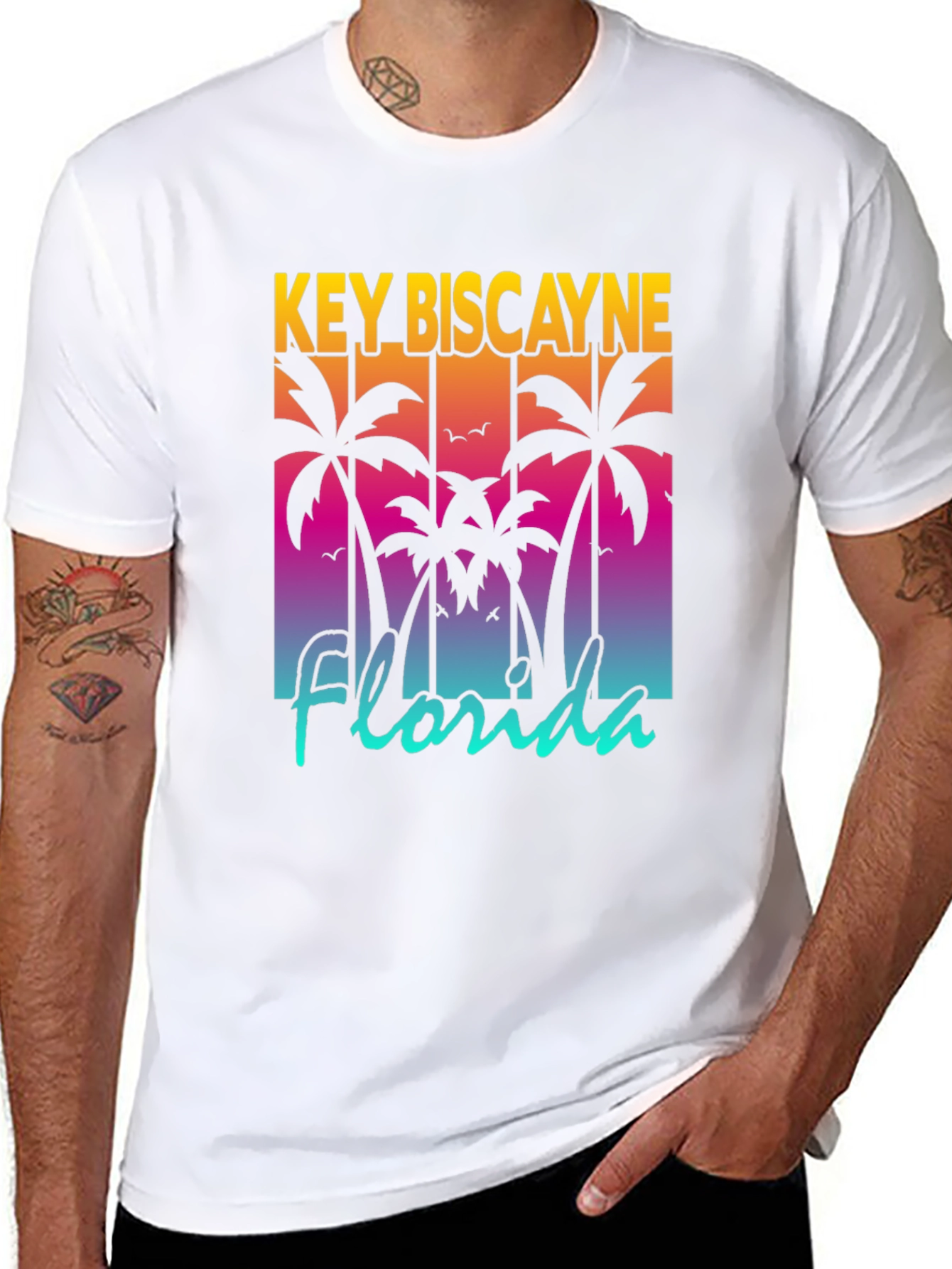 Key Biscayne Florida Palm Tree Graphic T-Shirt