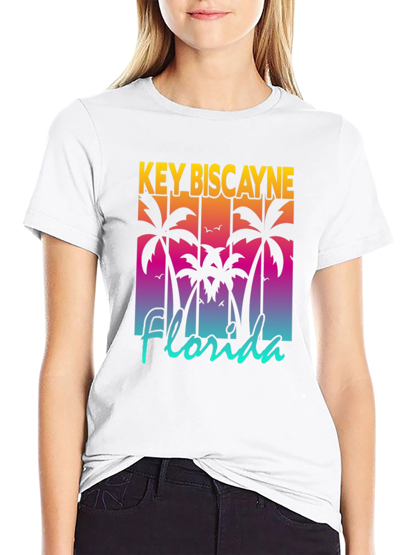Key Biscayne Florida Palm Tree Graphic T-Shirt