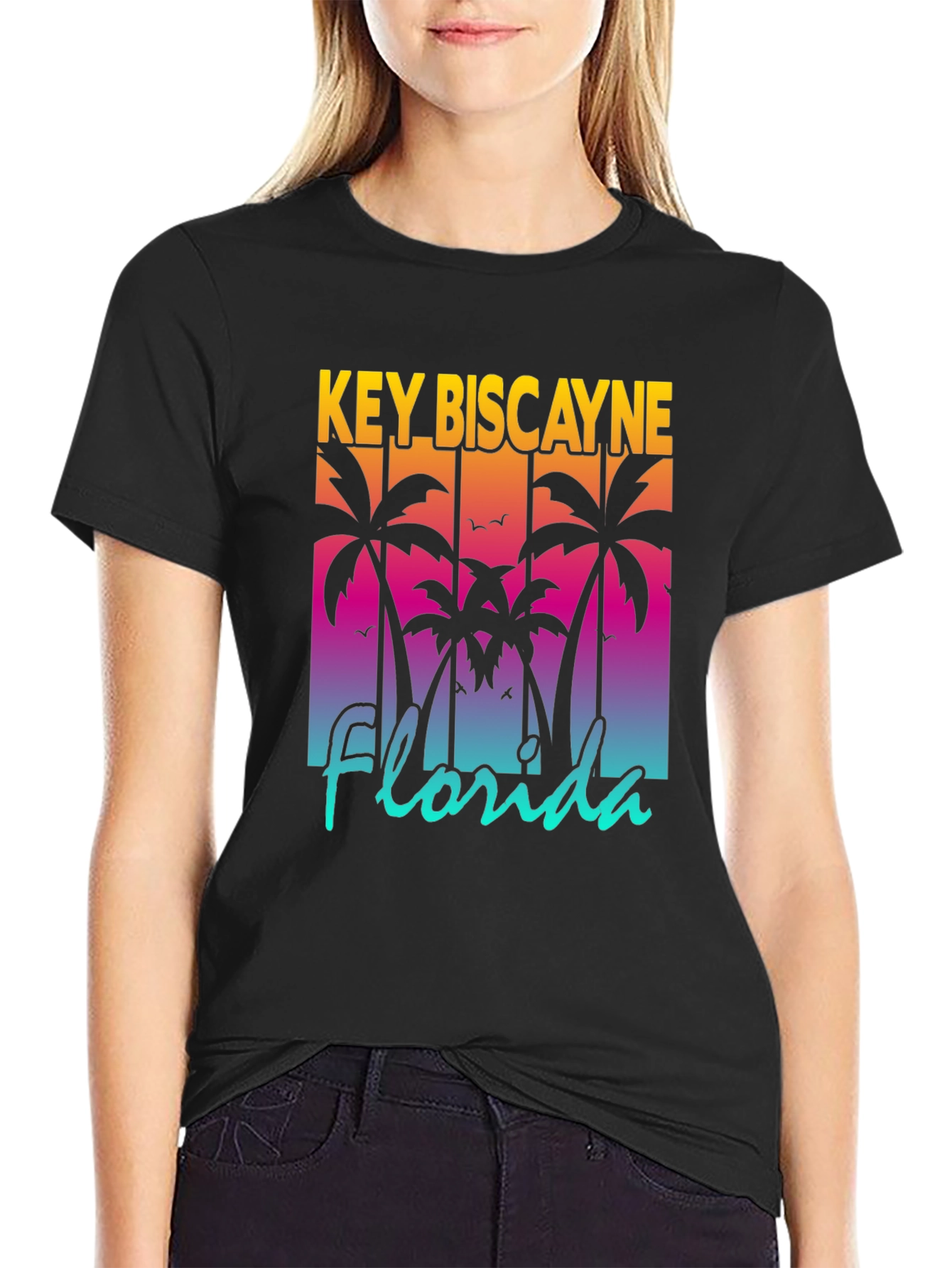 Key Biscayne Florida Palm Tree Graphic T-Shirt