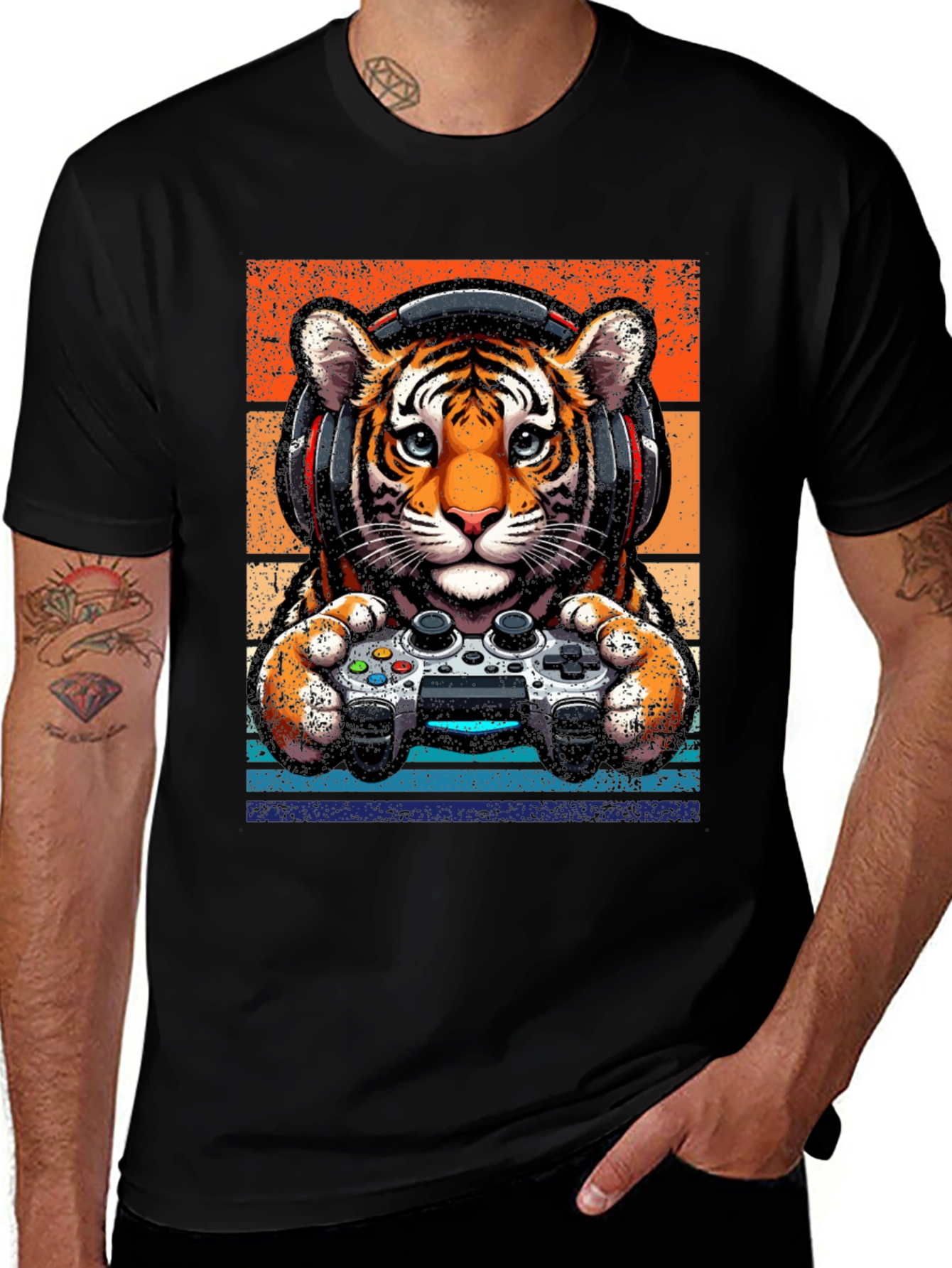 Gamer Tiger Graphic Tee - Retro Style