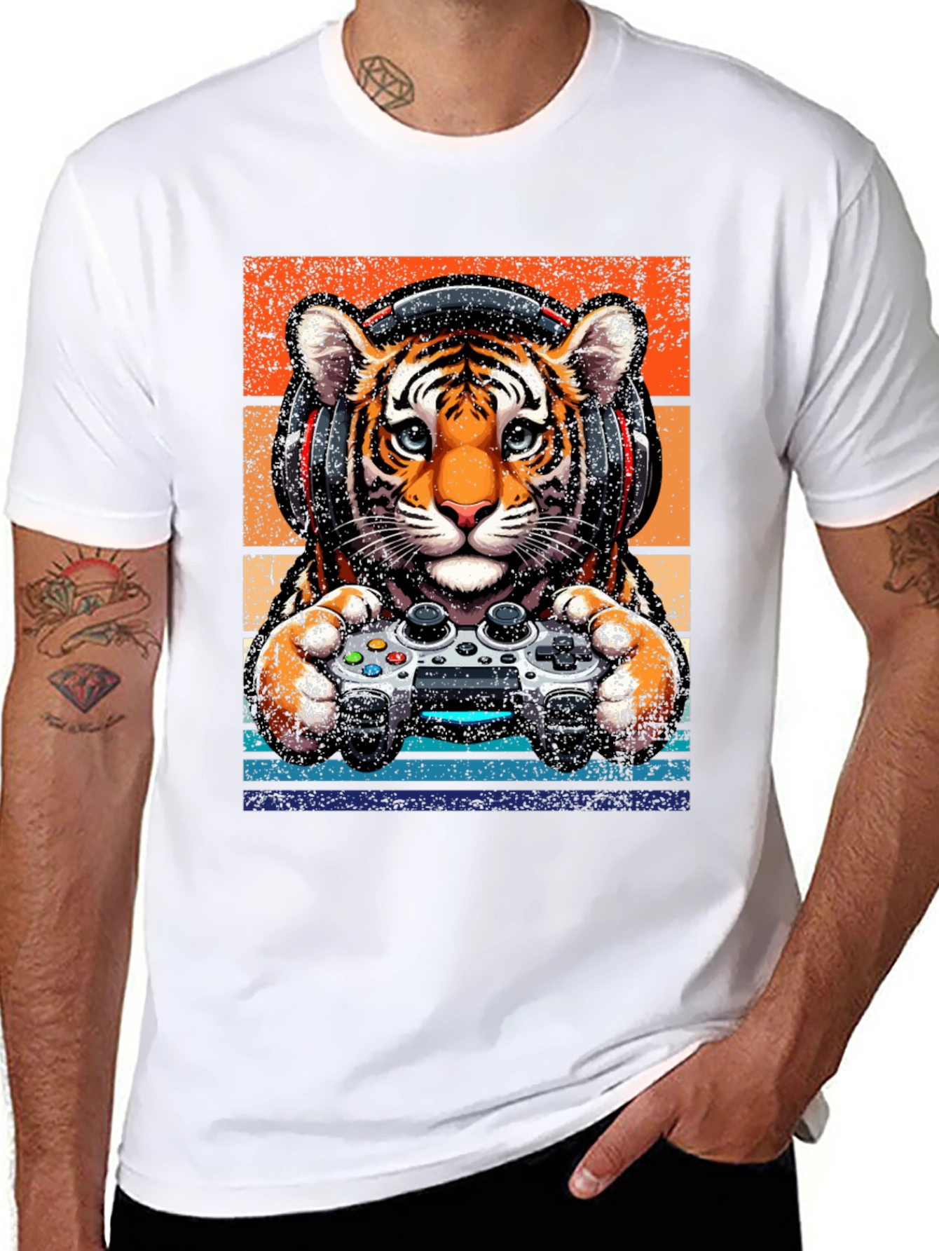 Gamer Tiger Graphic Tee - Retro Style