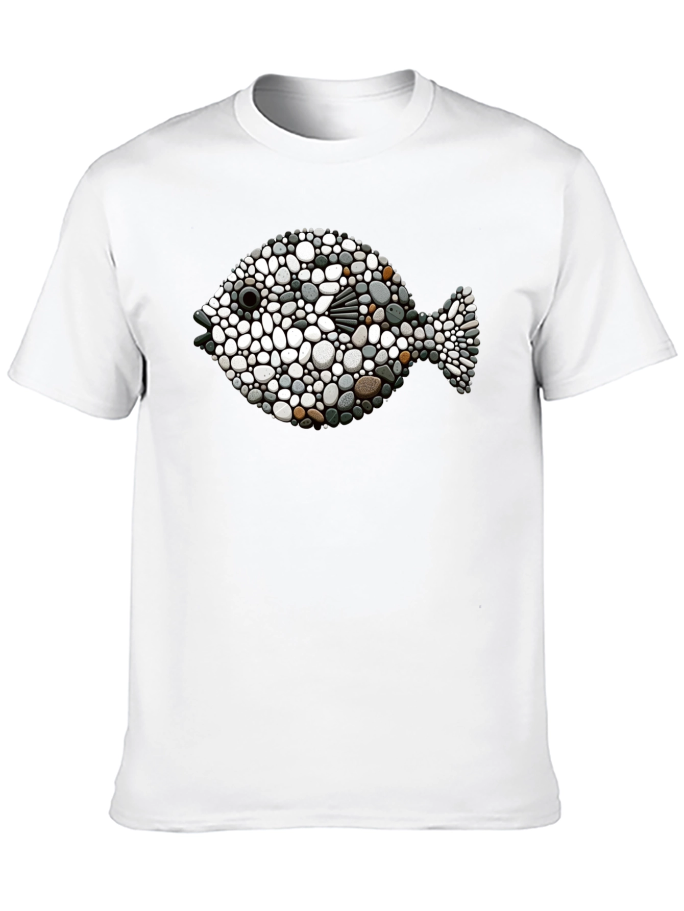 Stone Fish Graphic Tee - Unique Artistic Design