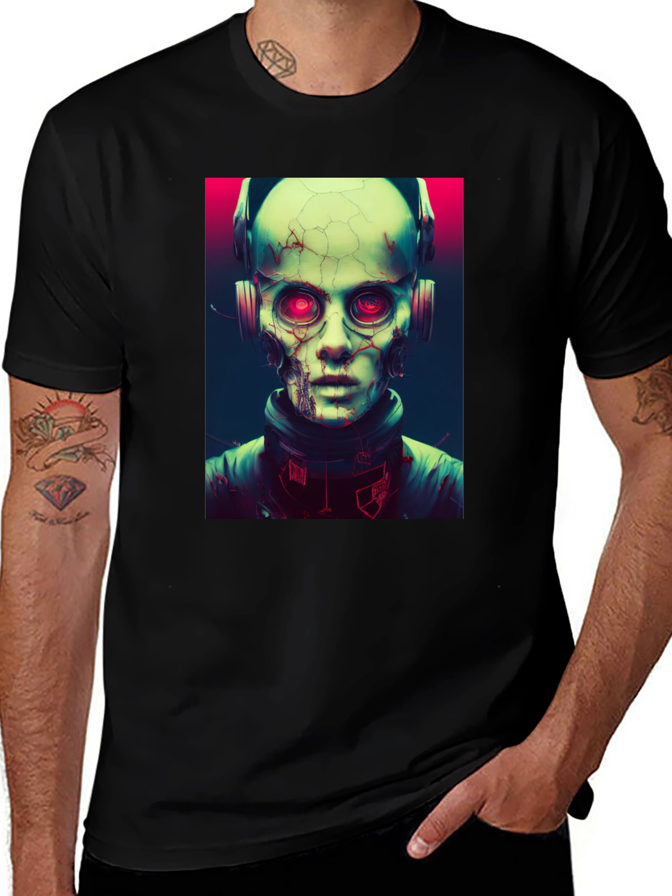 Cyberpunk Alien Graphic Tee - Black Unisex T-Shirt