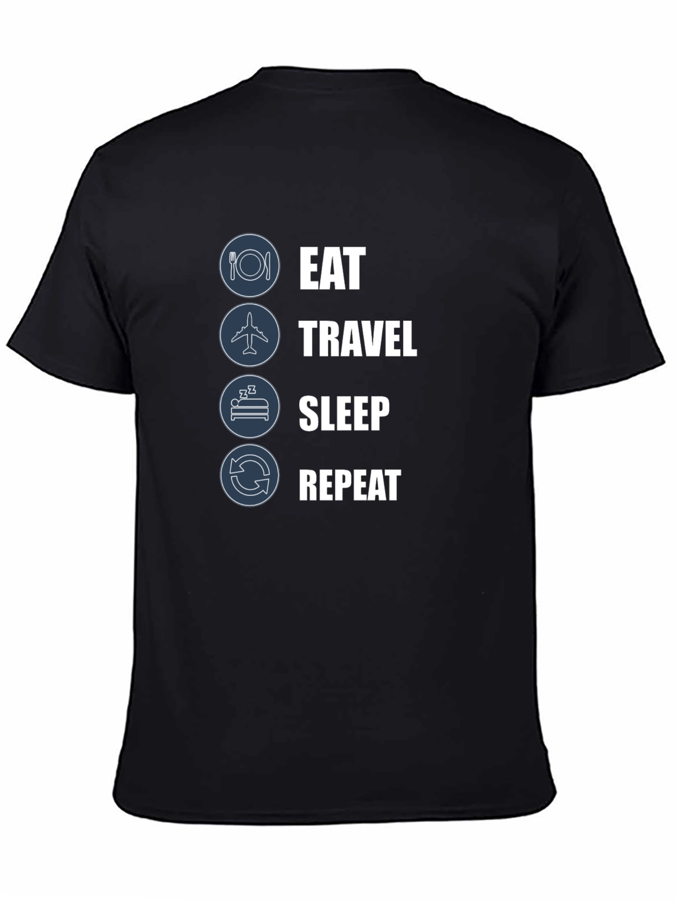 Eat Travel Sleep Repeat Black Graphic Tee