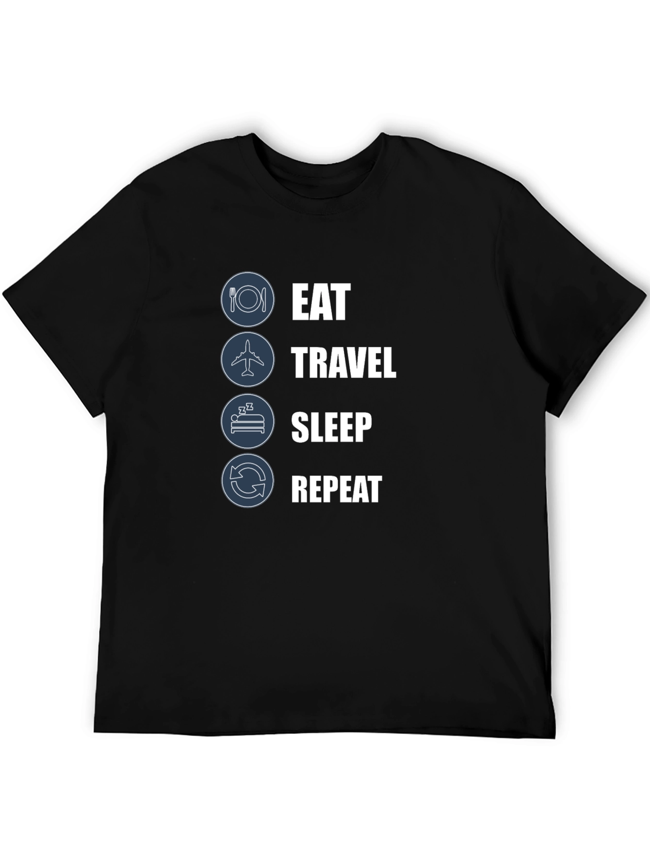 Eat Travel Sleep Repeat Black Graphic Tee