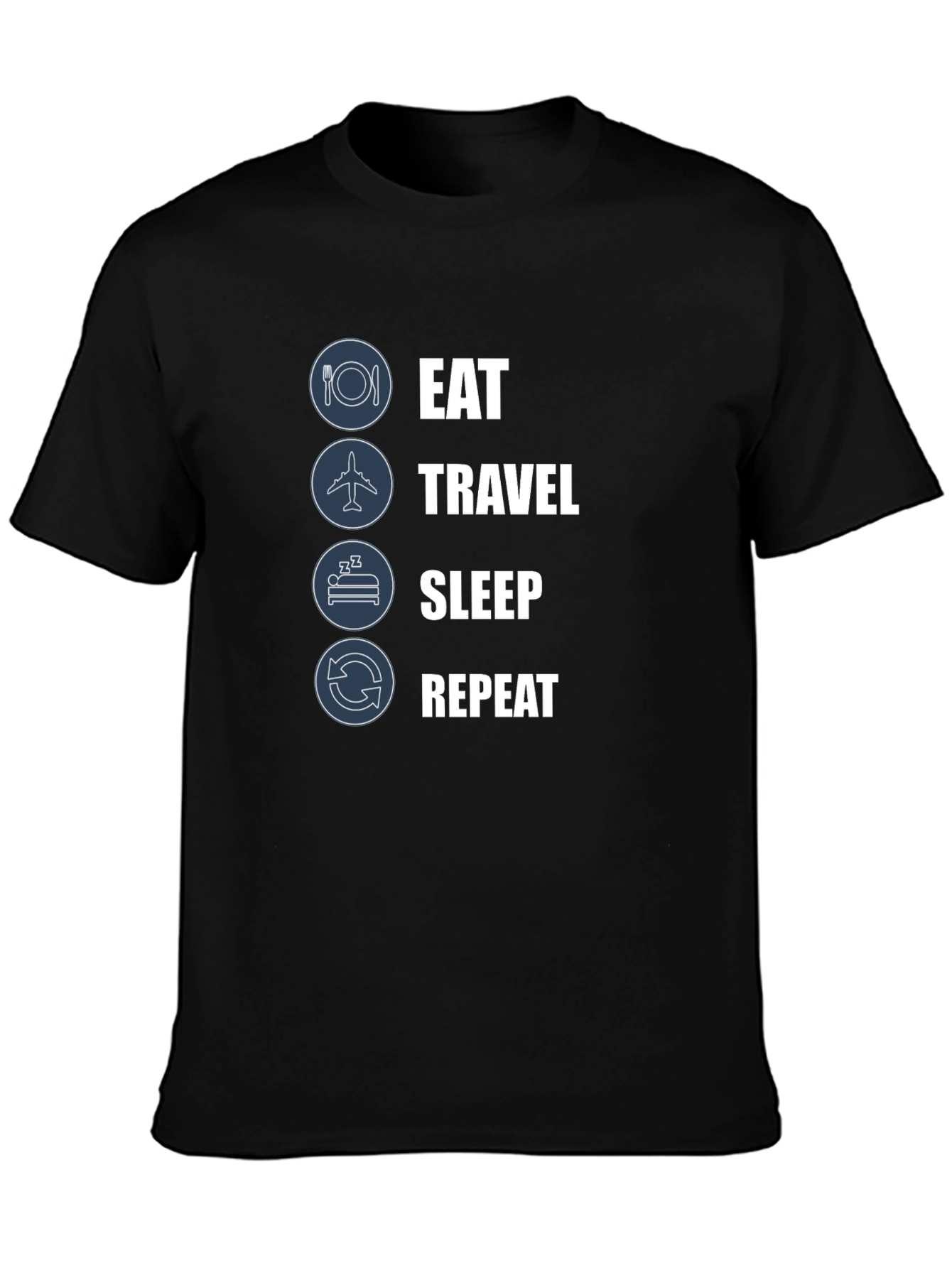 Eat Travel Sleep Repeat Black Graphic Tee