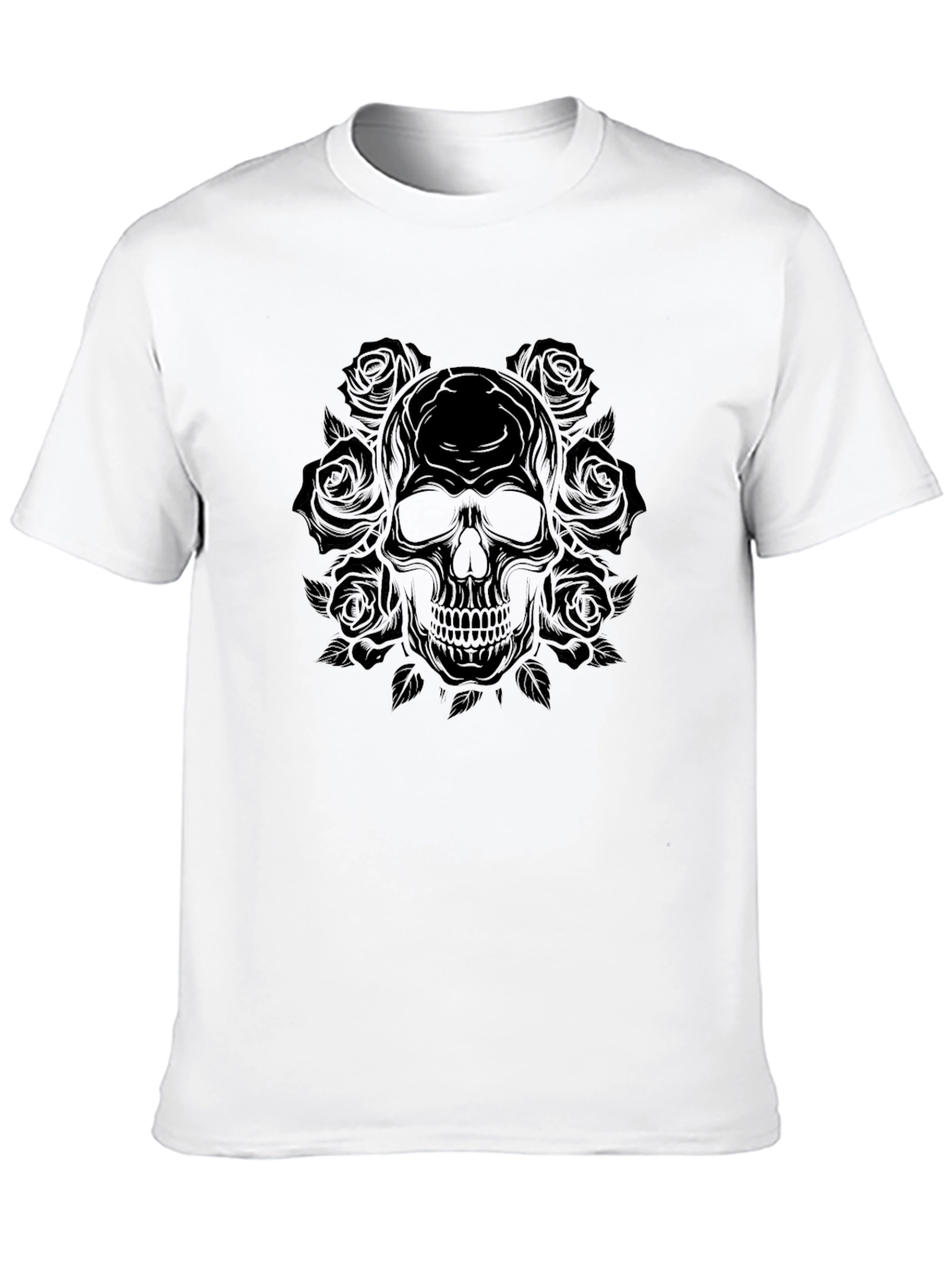 Skull & Roses Graphic Tee - Mens Black T-Shirt