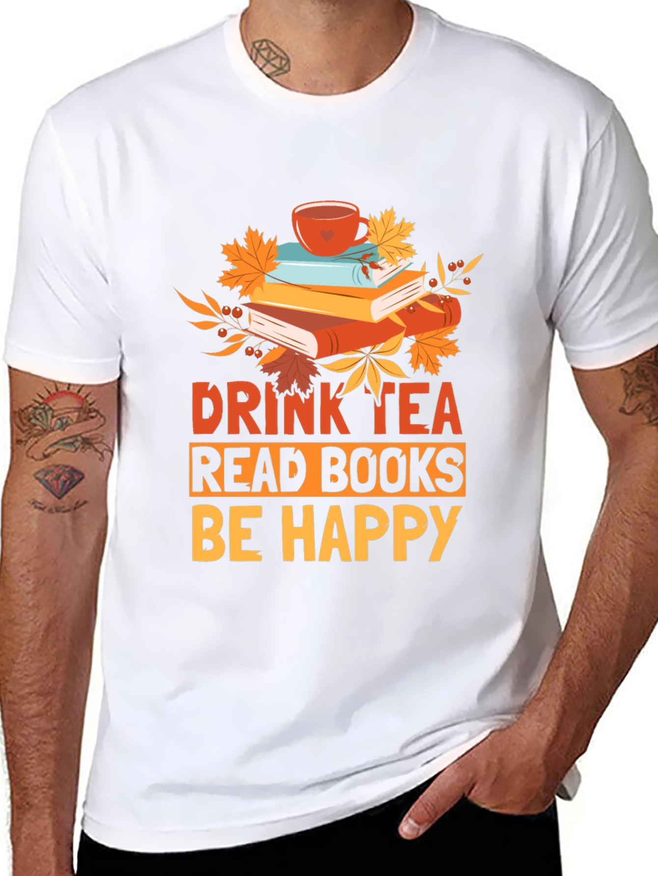 Drink Tea Read Books Be Happy Graphic Tee
