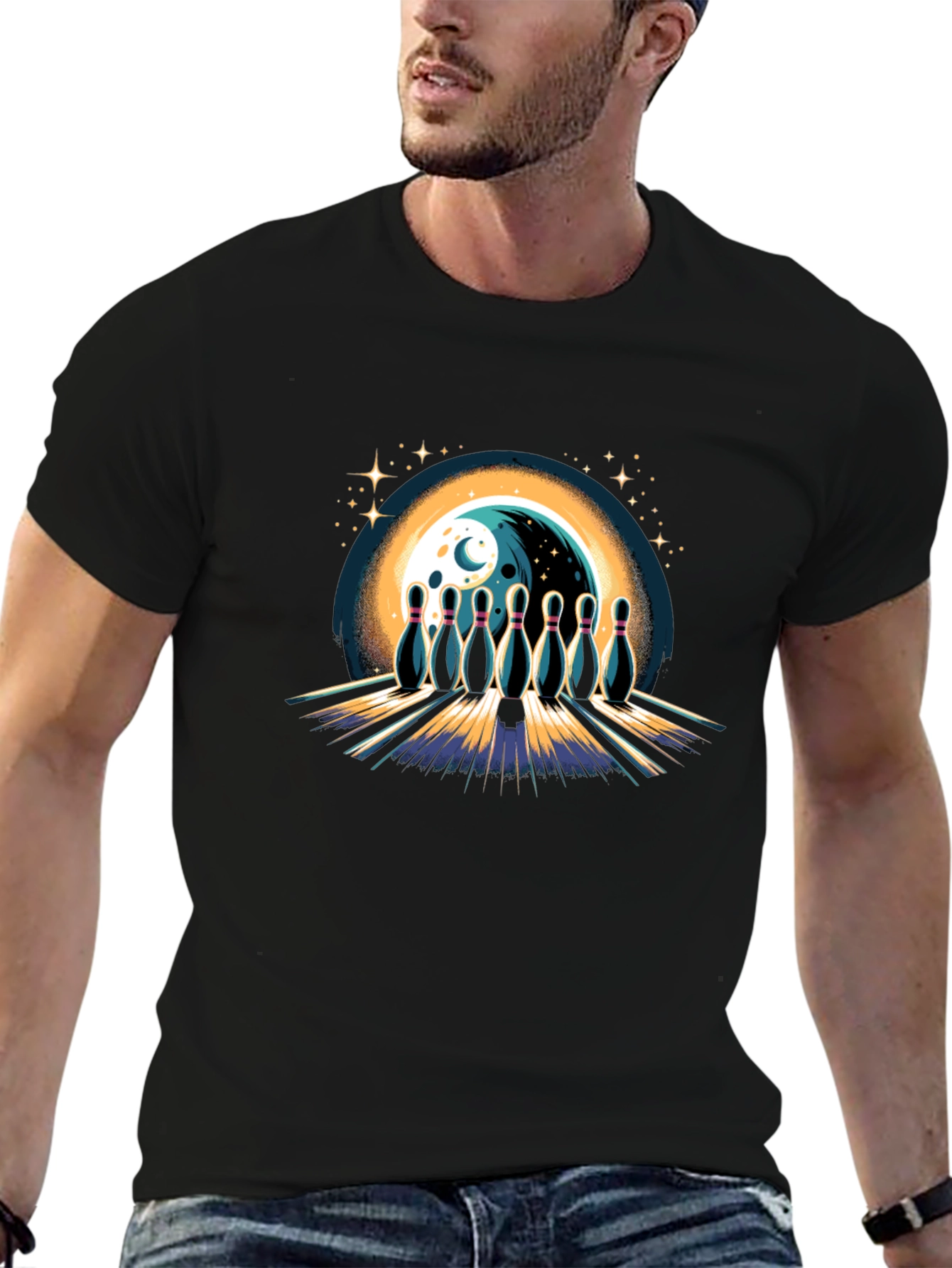 Bowling Moon Graphic Tee - Strike Style