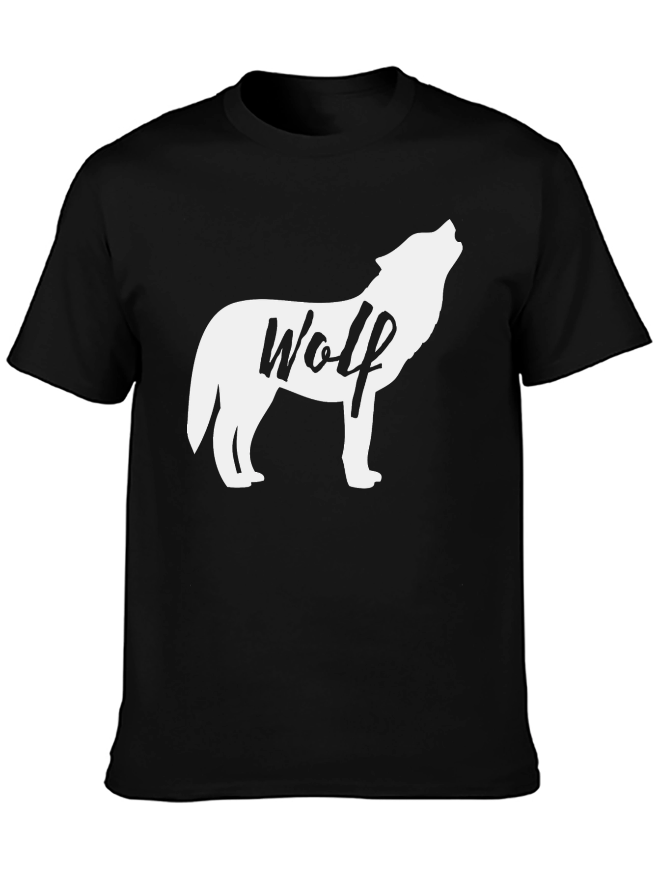 Wolf Silhouette Graphic T-Shirt - Black Crew Neck Tee
