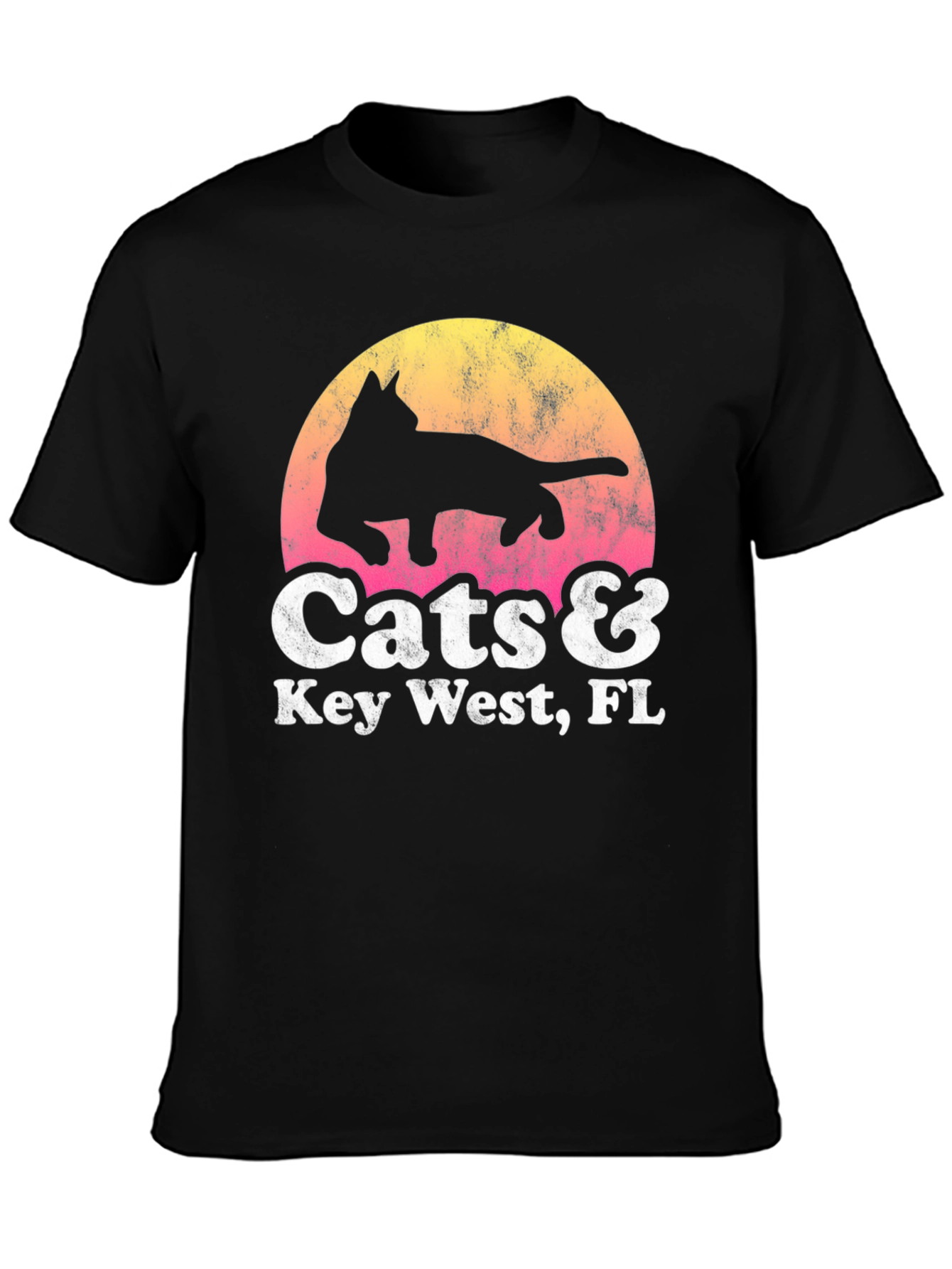 Cats & Key West FL Black Graphic T-Shirt