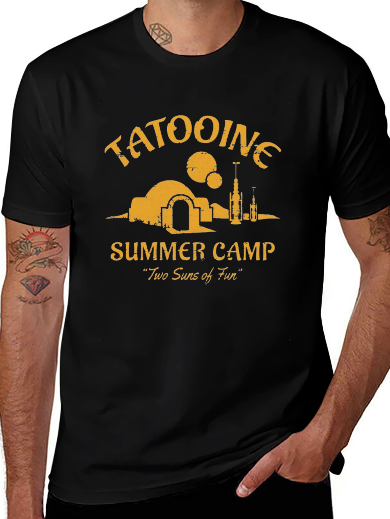 Tatooine Summer Camp Black Graphic T-Shirt