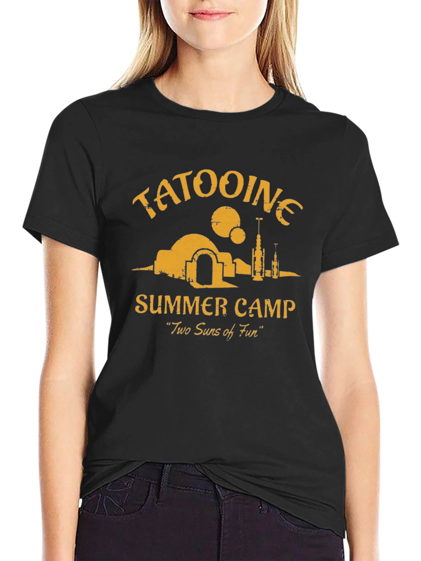 Tatooine Summer Camp Black Graphic T-Shirt