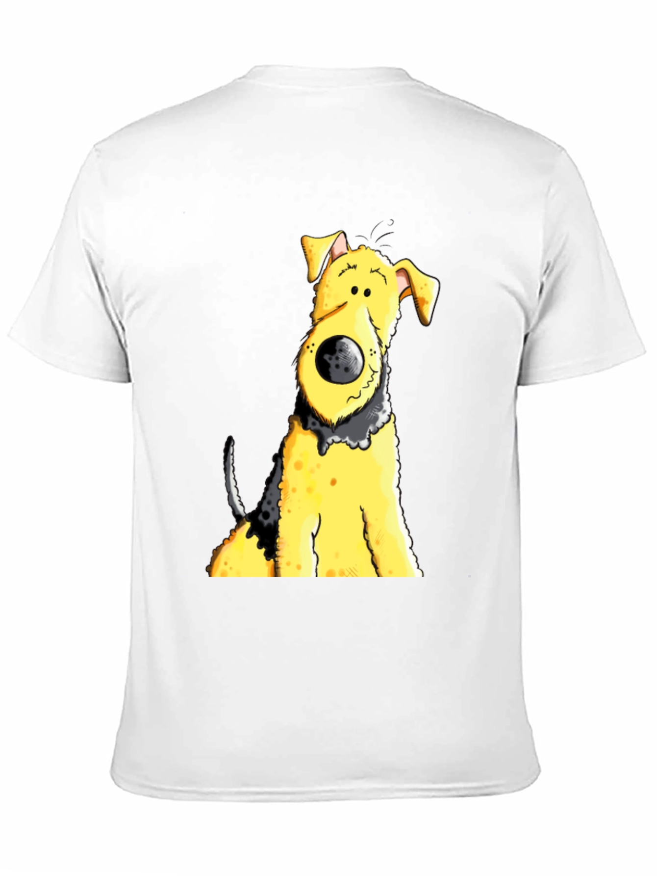 Cartoon Dog Graphic Tee - Black Cotton Blend