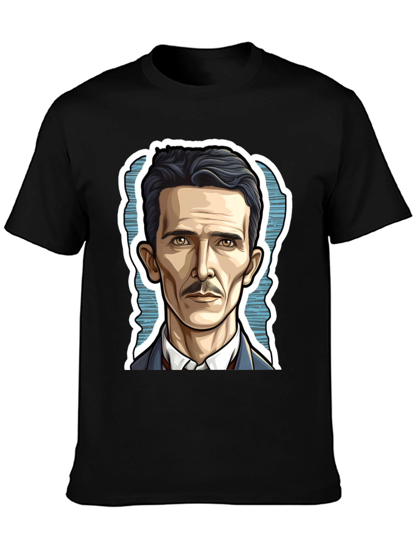 Nikola Tesla Portrait Graphic Tee - Black