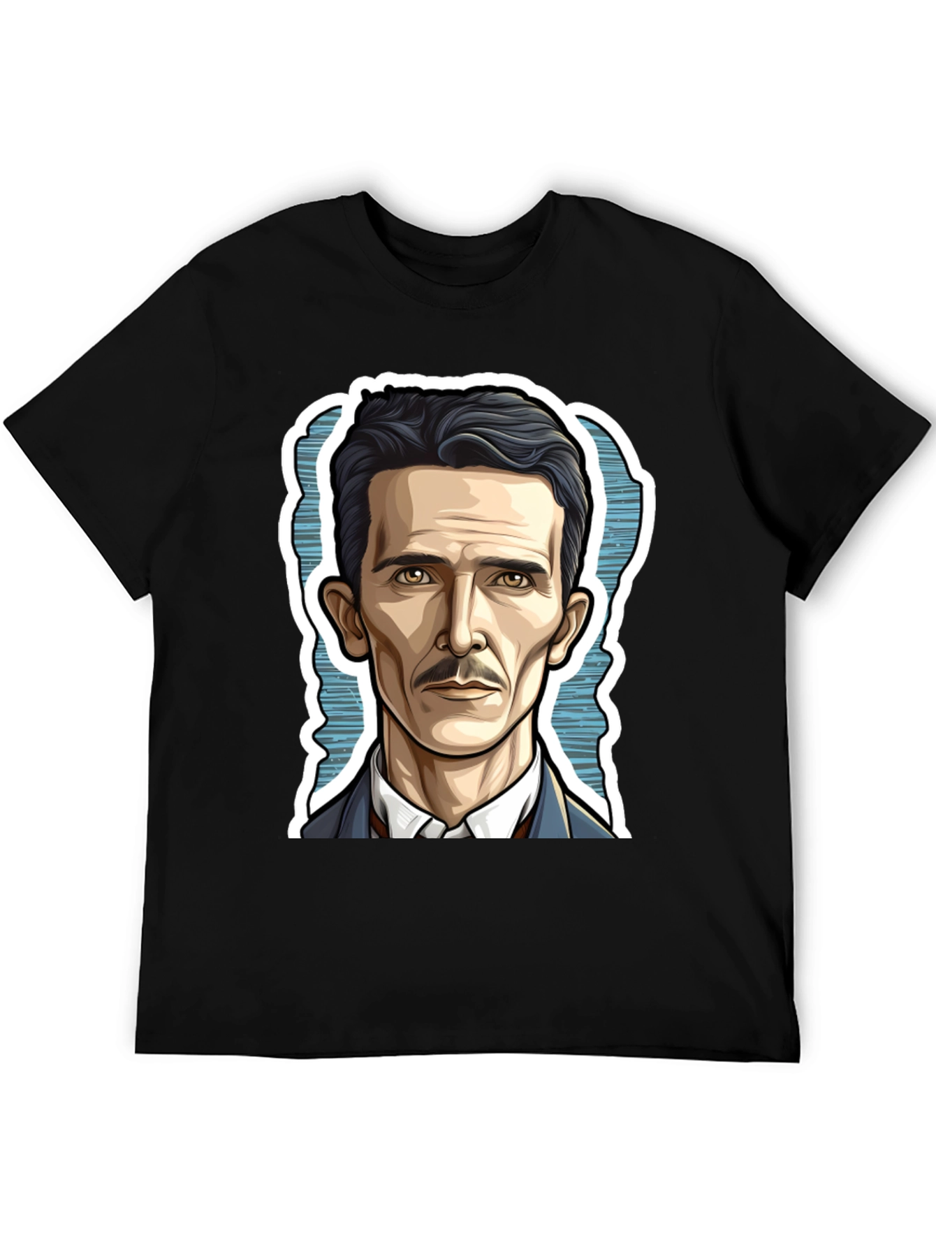 Nikola Tesla Portrait Graphic Tee - Black