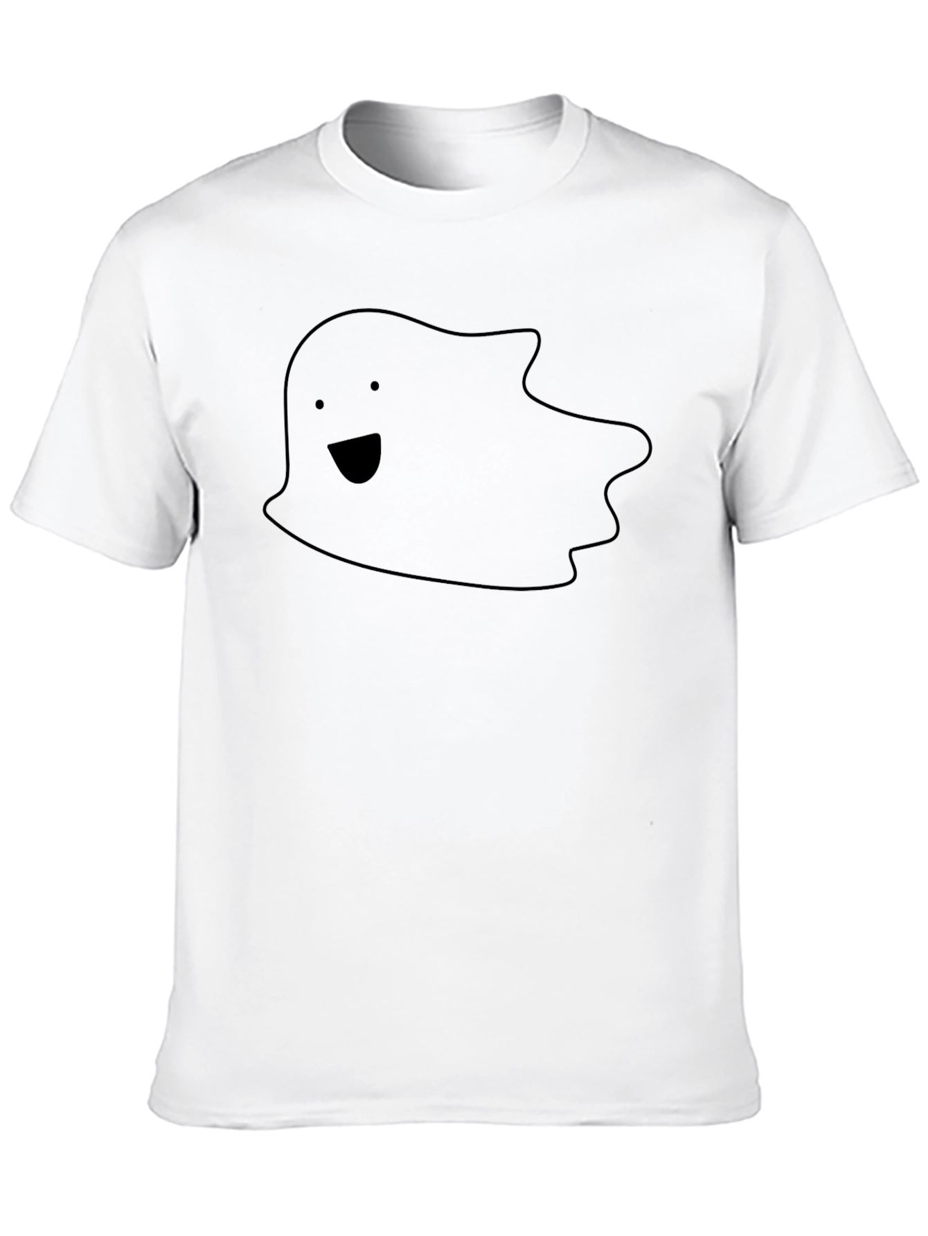 Whimsical Ghost Graphic Tee - Black Cotton Shirt