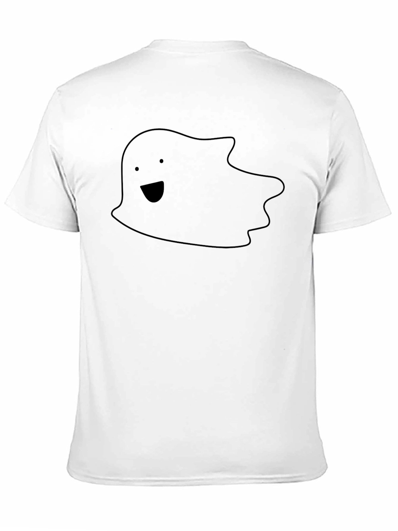 Whimsical Ghost Graphic Tee - Black Cotton Shirt