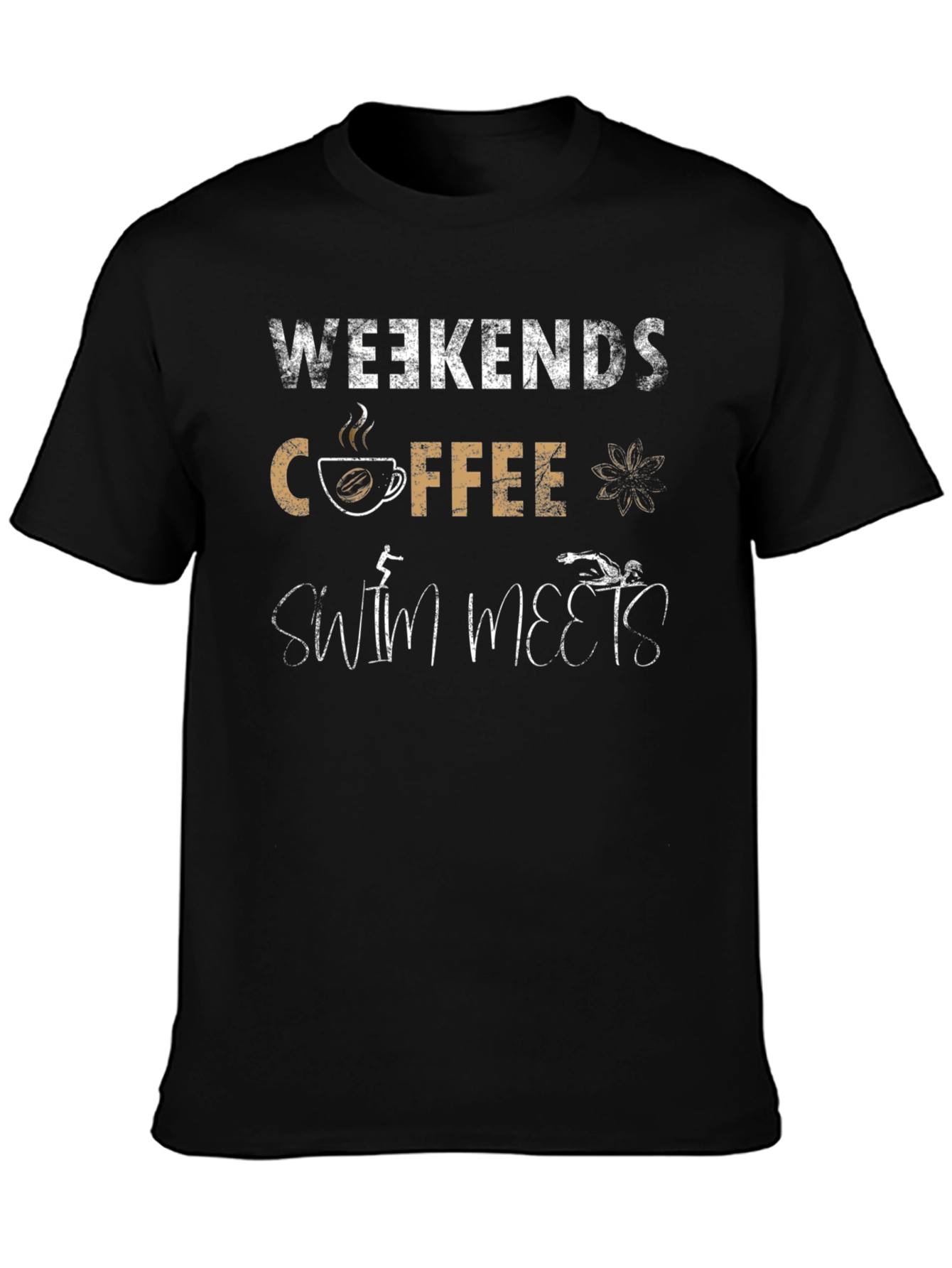 Weekends Coffee Swim Meets Black T-Shirt