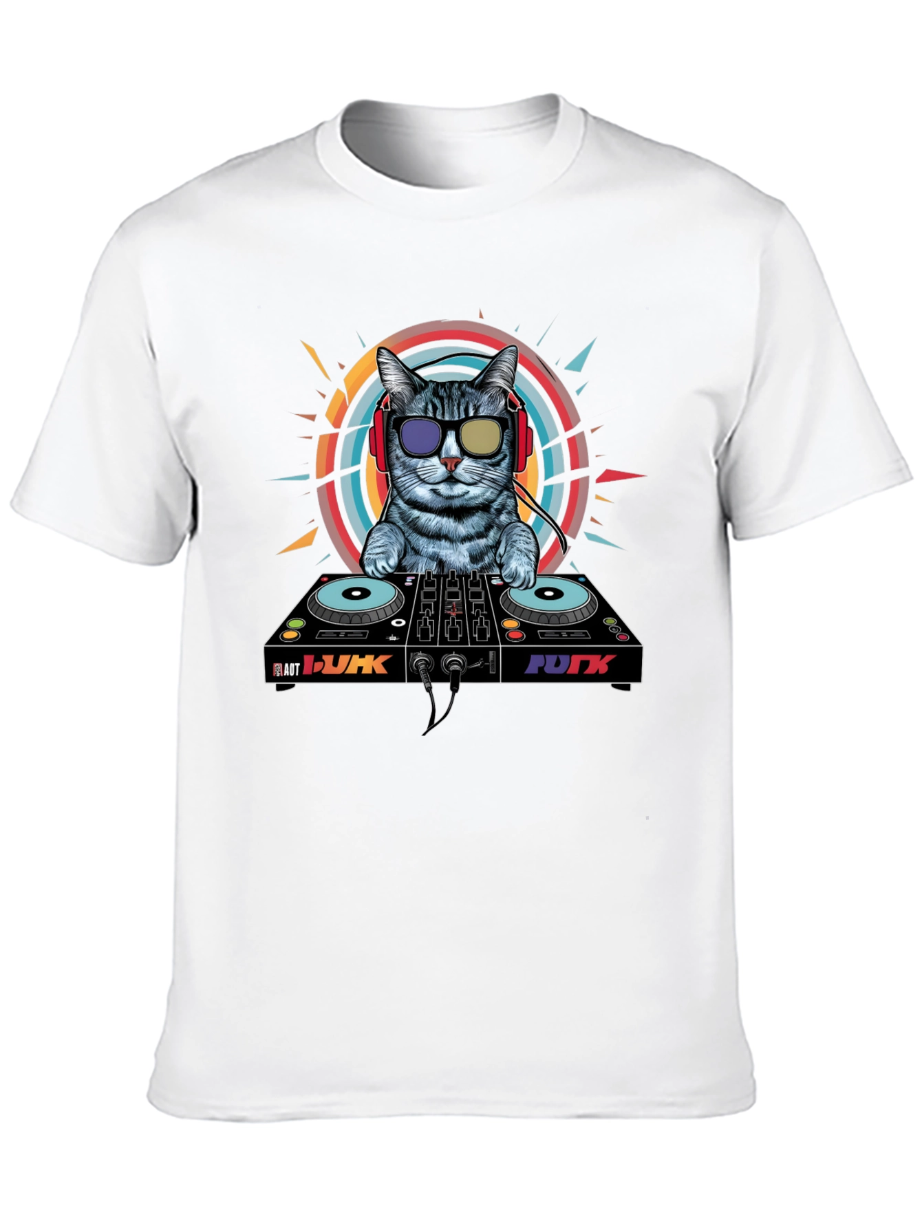 DJ Cat Graphic Tee - Cool Musician Cat T-Shirt