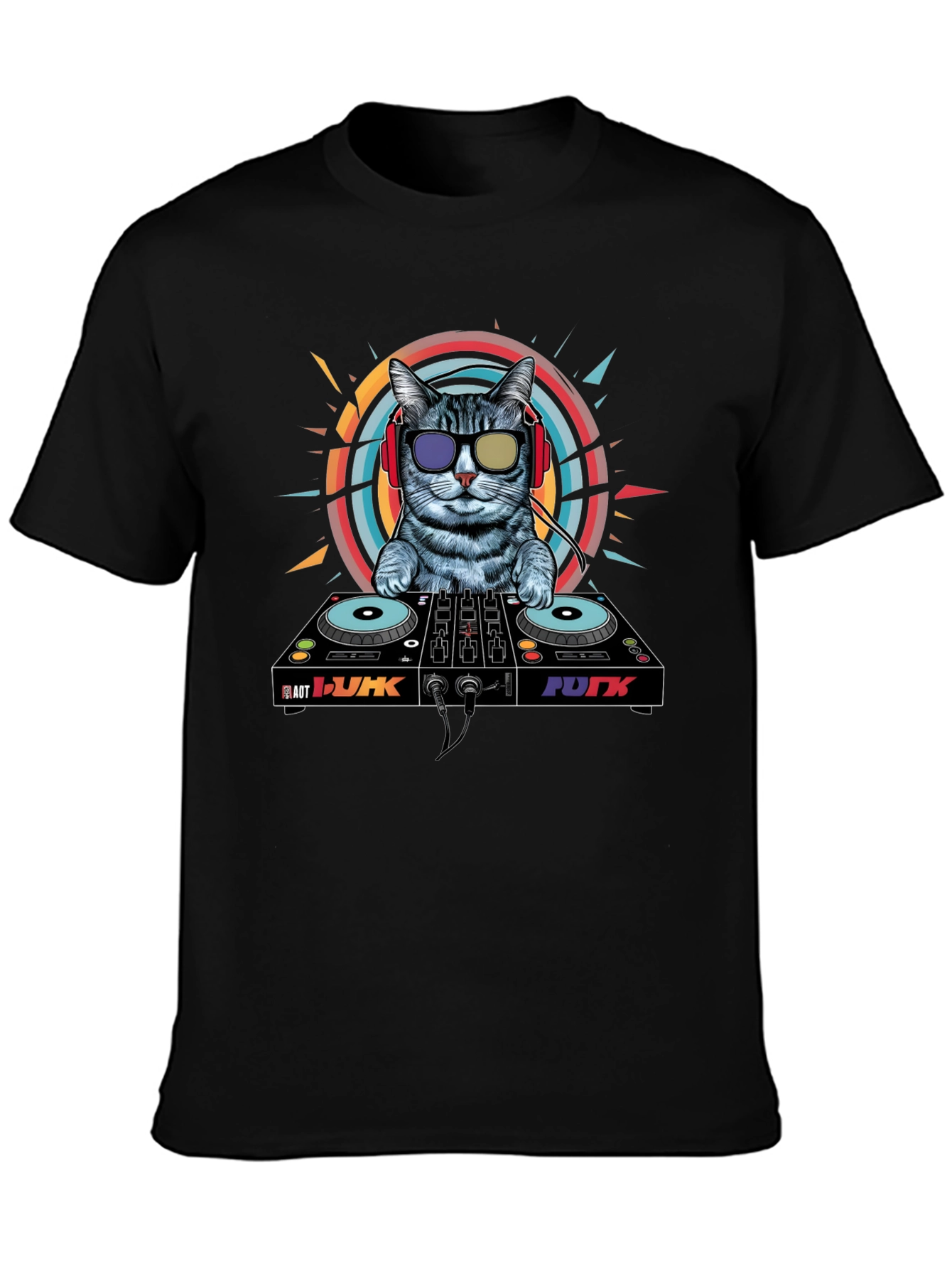 DJ Cat Graphic Tee - Cool Musician Cat T-Shirt