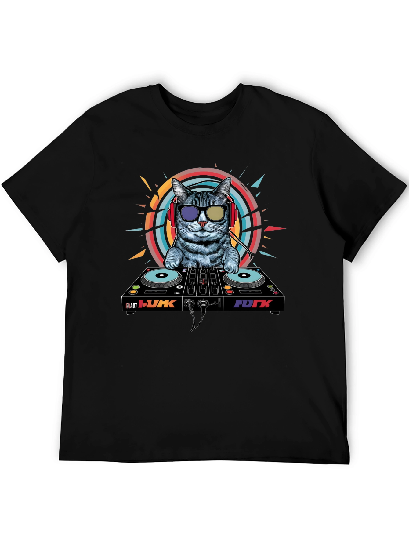 DJ Cat Graphic Tee - Cool Musician Cat T-Shirt