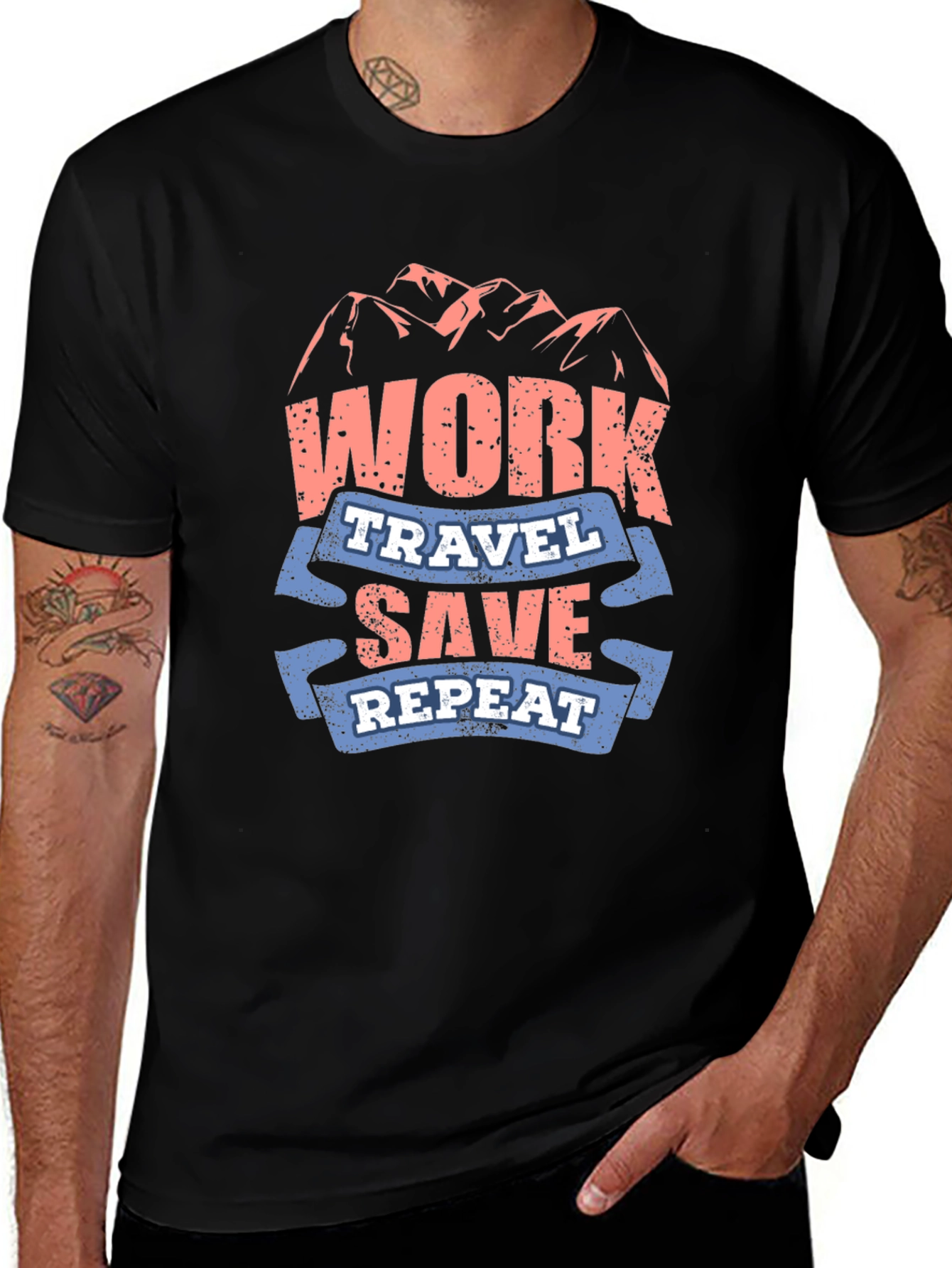 Work Travel Save Repeat Graphic T-Shirt