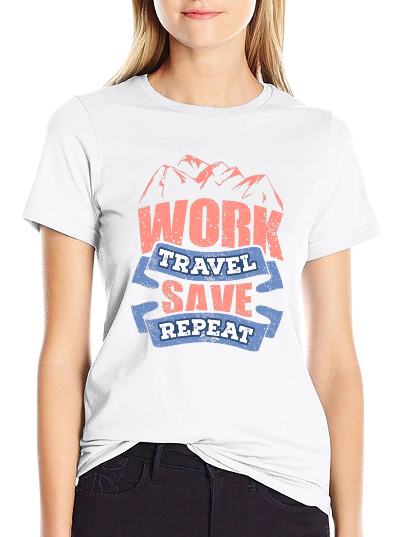 Work Travel Save Repeat Graphic T-Shirt