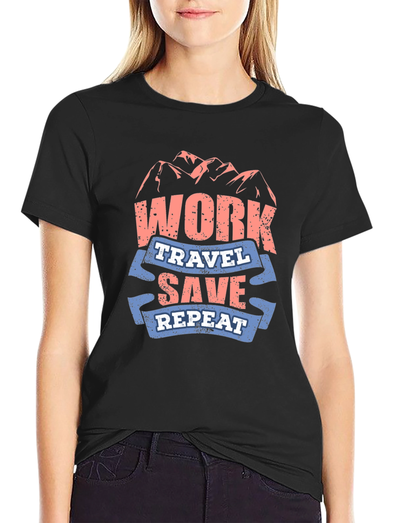 Work Travel Save Repeat Graphic T-Shirt