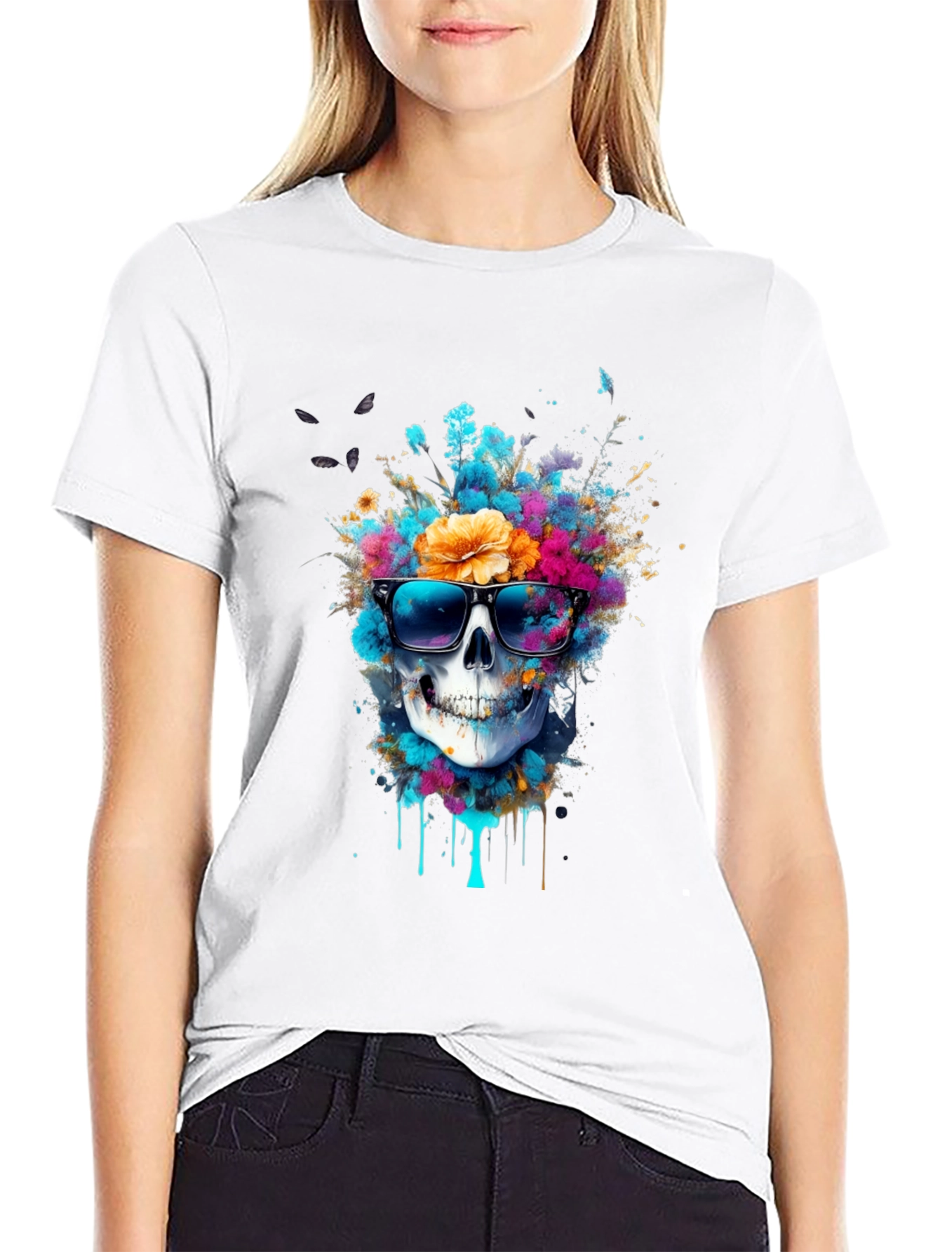 Skull & Floral Graphic Tee